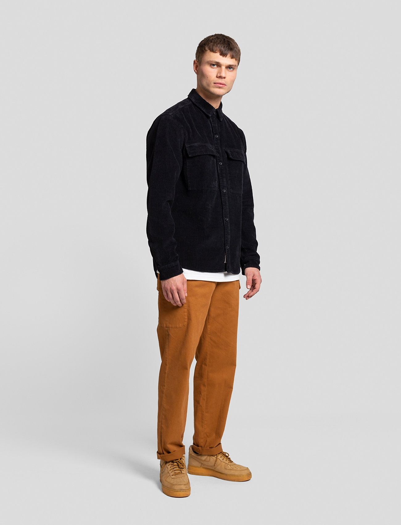 Revolution Utility Shirt, Mænd, Fløjls Utility Overshirt, Sort, Str: S