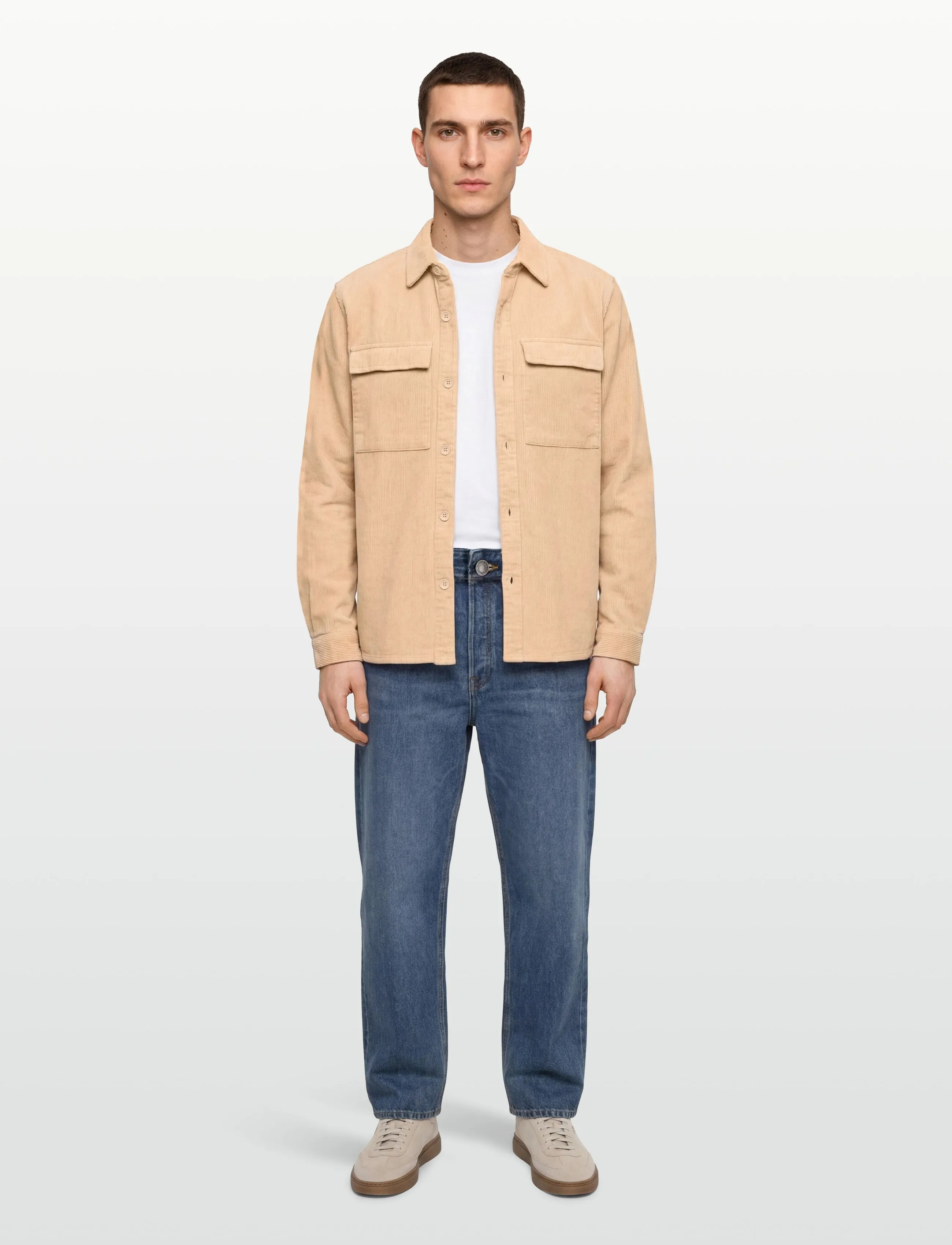 Revolution Utility Shirt, Mænd, Fløjls Utility Overshirt, Beige, Str: XXL