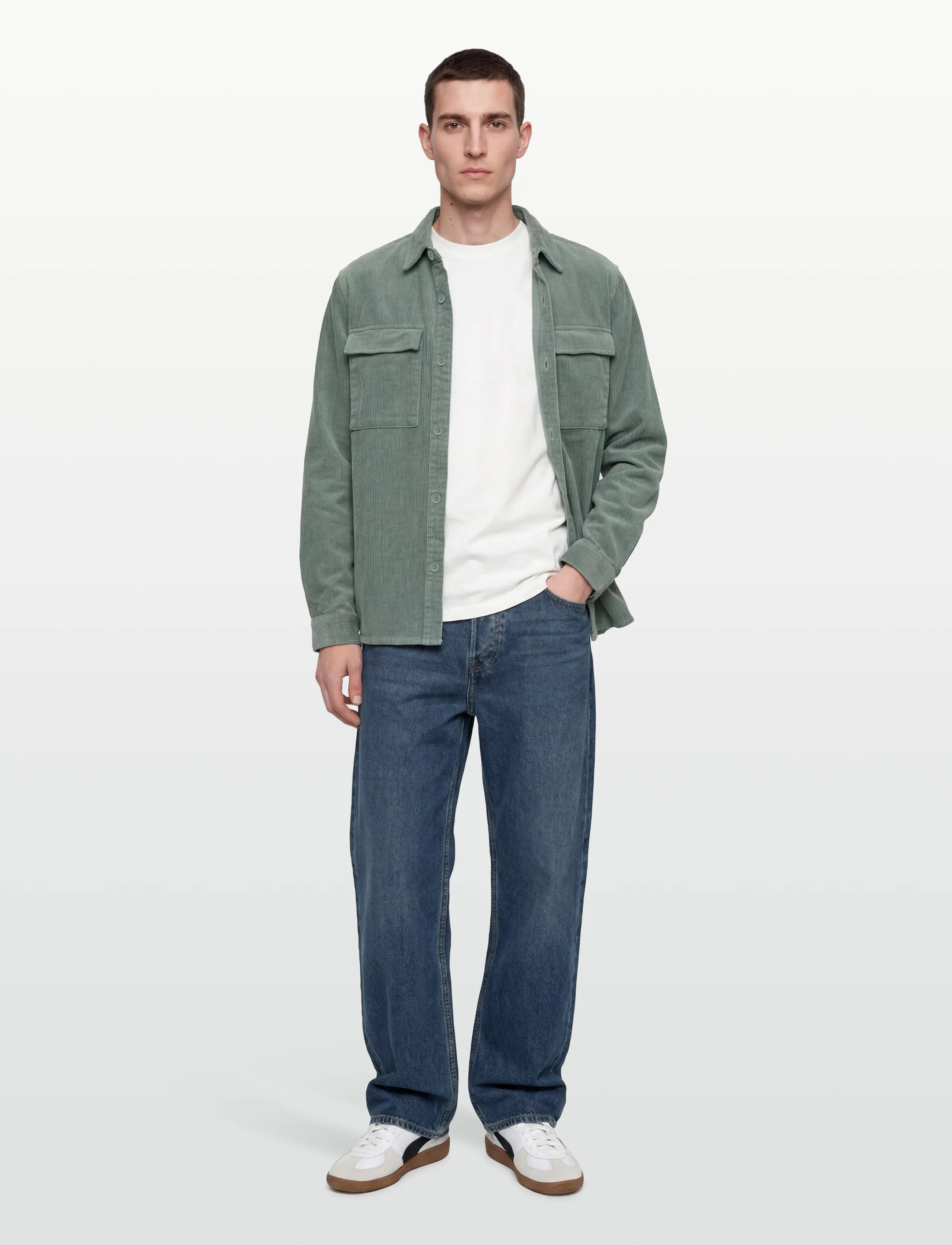 Revolution Utility Shirt, Mænd, Fløjls Utility Overshirt, Grøn, Str: L