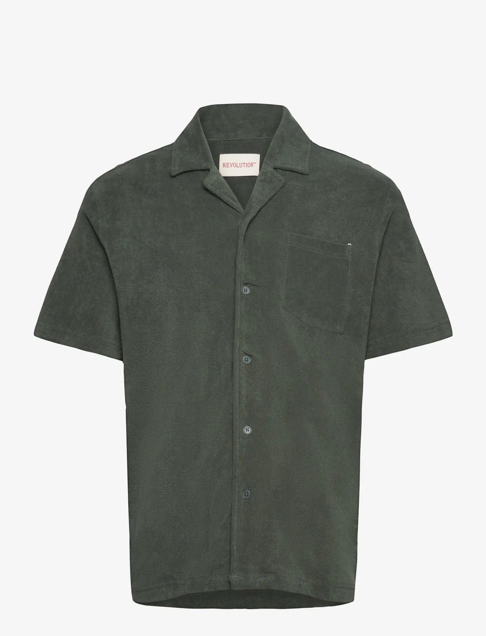 Revolution - Terry Short-sleeved Cuban Shirt - kortærmede skjorter - dustgreen - 0