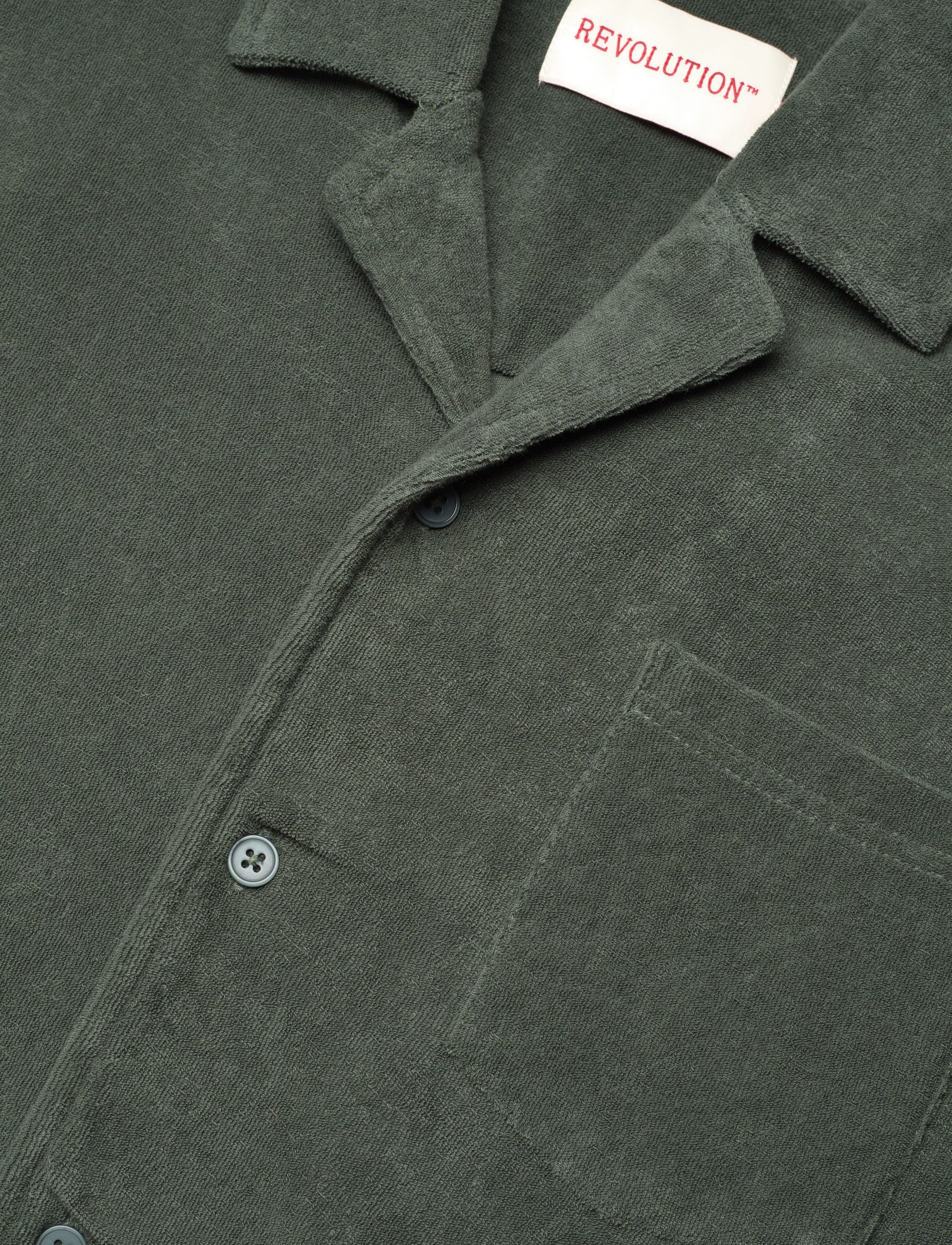 Revolution - Terry Short-sleeved Cuban Shirt - kortærmede skjorter - dustgreen - 3