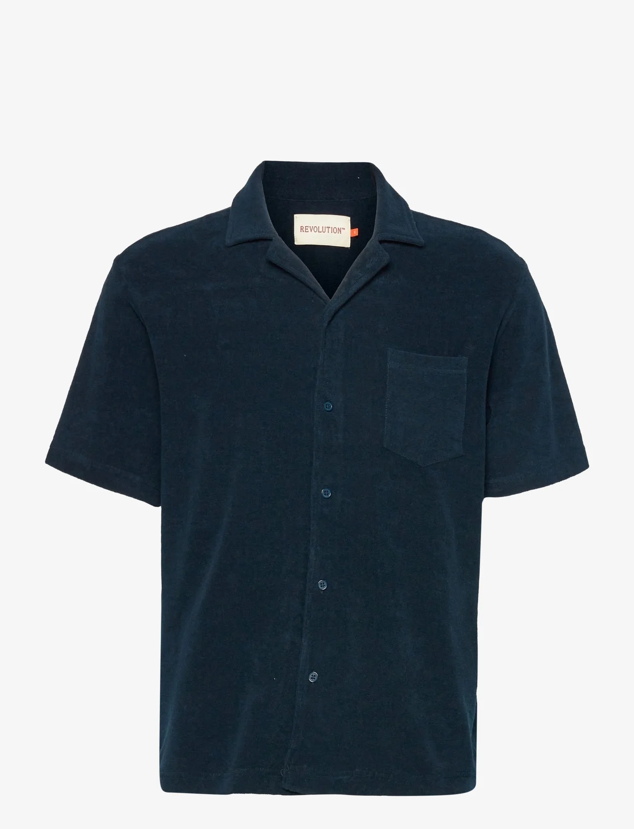 Revolution - Terry Cuban Shirt - short-sleeved t-shirts - navy - 0