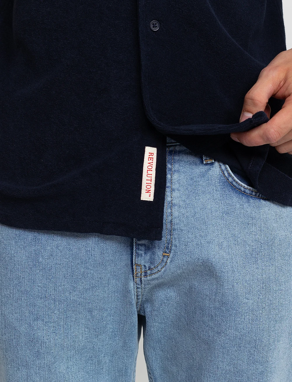 Revolution - Terry Short-sleeved Cuban Shirt - kortærmede skjorter - navy - 0