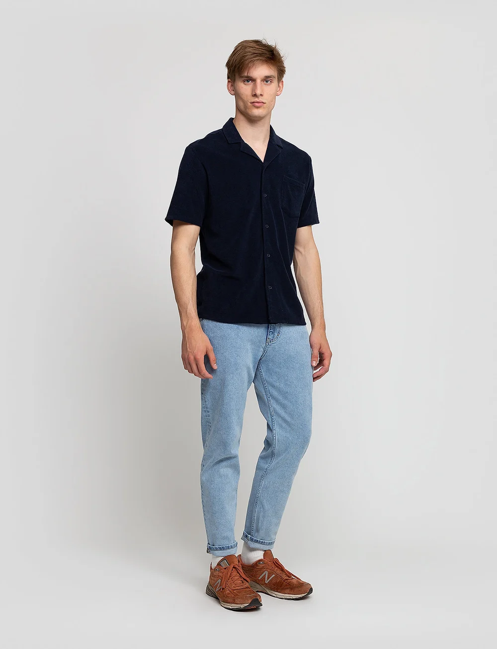 Revolution - Terry Short-sleeved Cuban Shirt - kortærmede skjorter - navy - 4