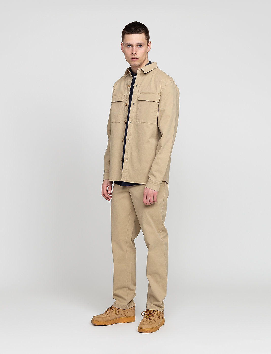 Revolution - Checked utility shirt with logo embroidery - khaki - 0