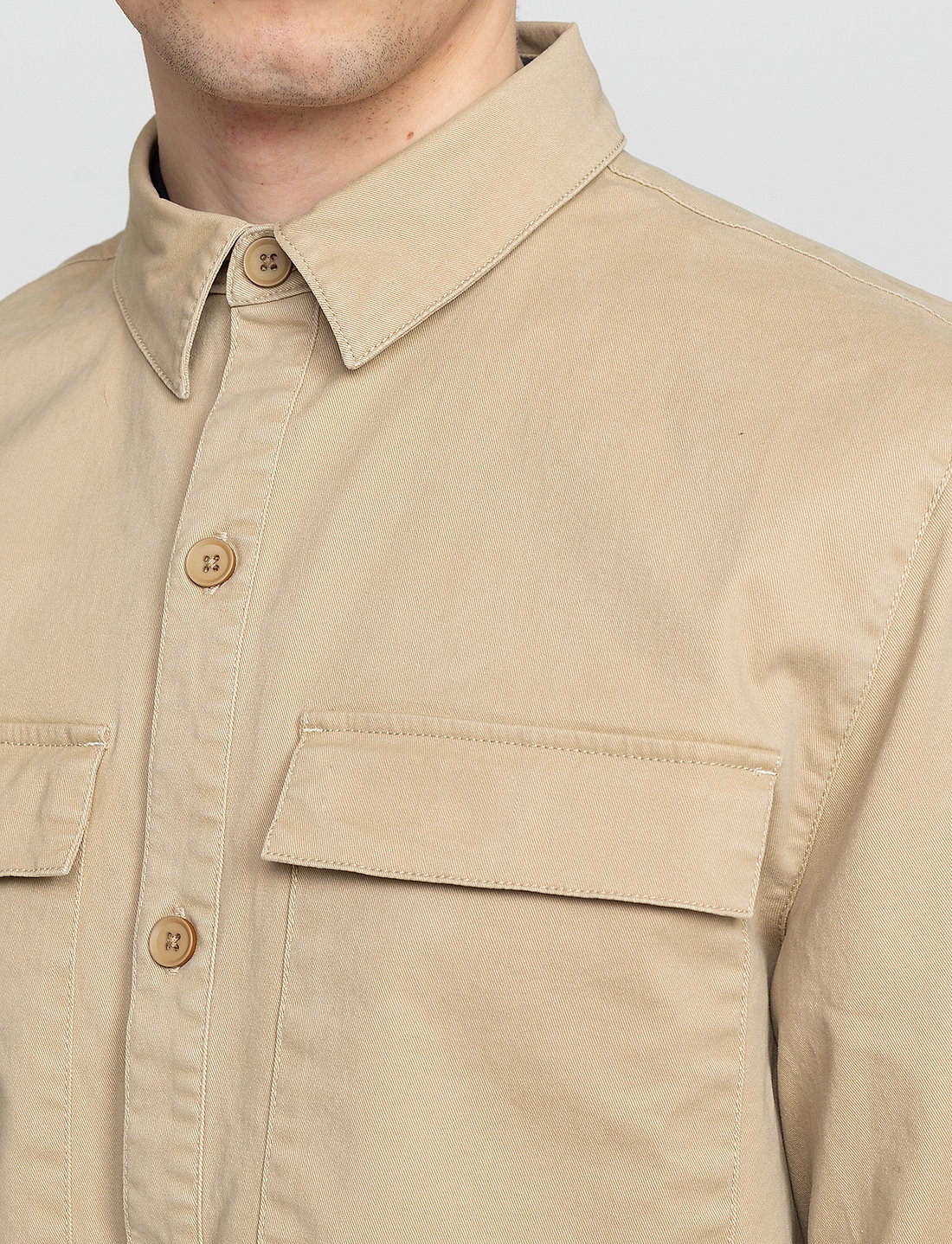 Revolution - Checked utility shirt with logo embroidery - khaki - 4