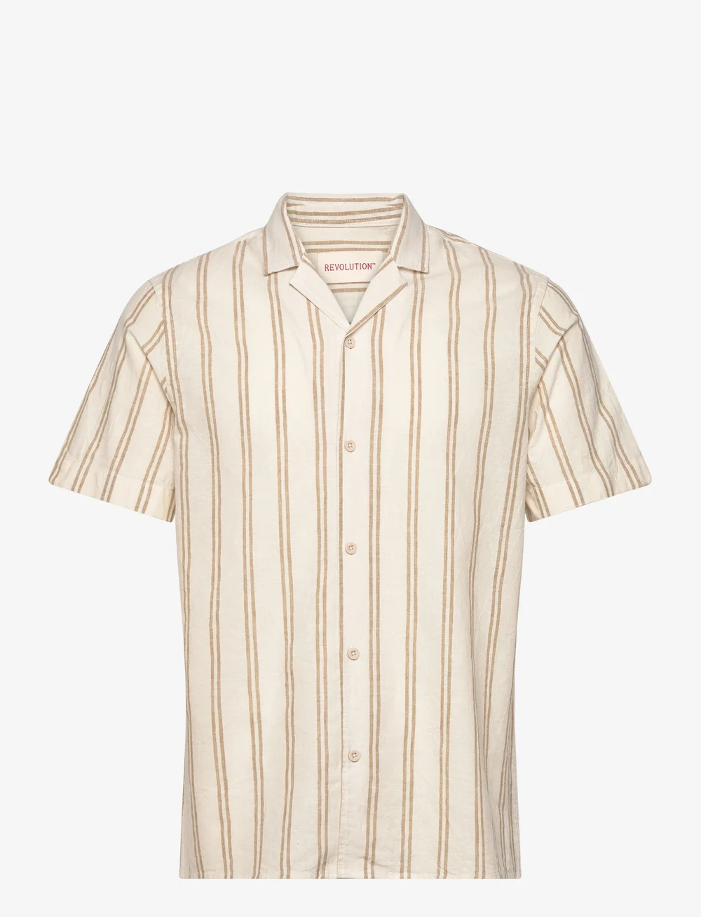 Revolution - Short-sleeved Cuban Shirt - hørskjorter - khaki - 0