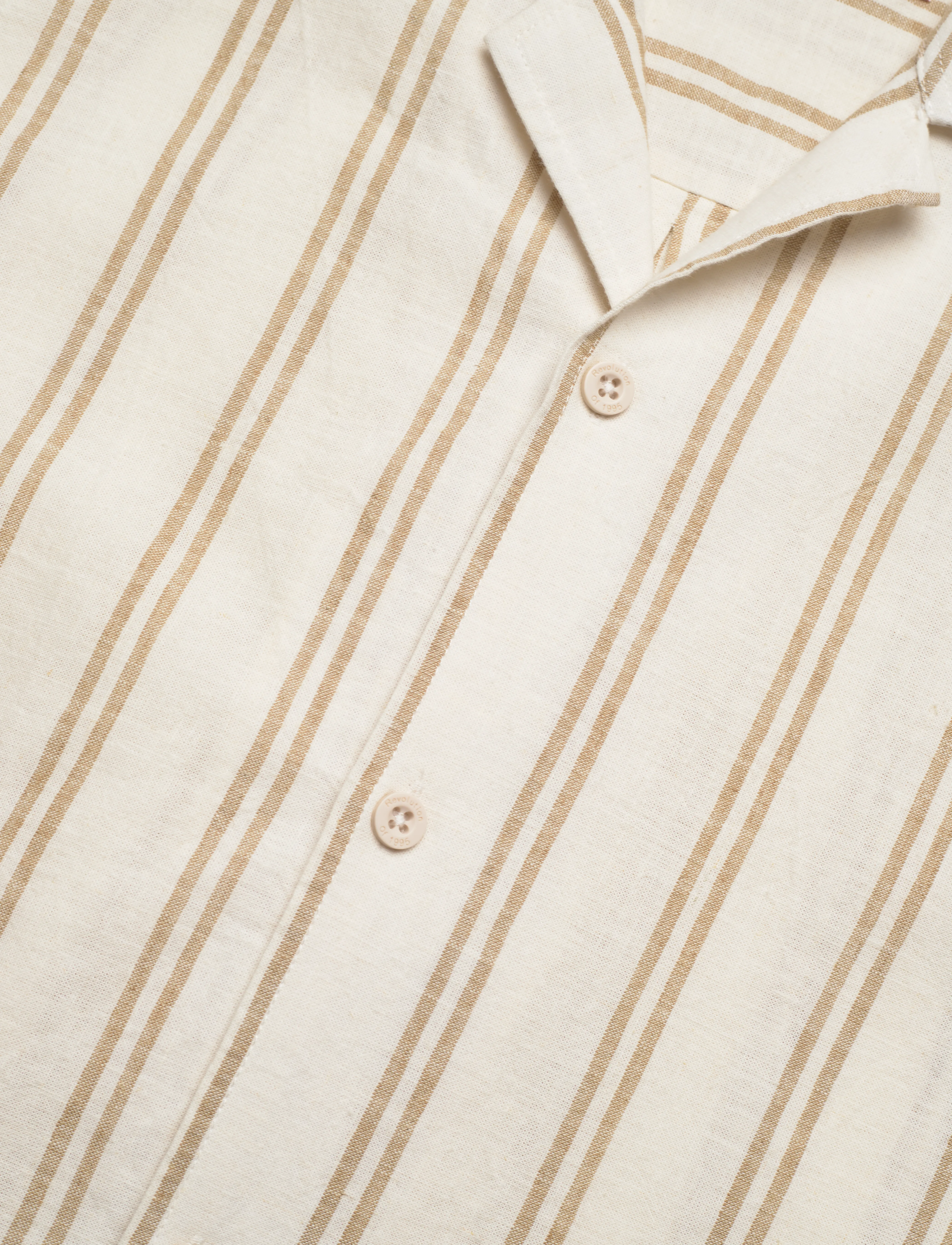 Revolution - Short-sleeved Cuban Shirt - khaki - 3