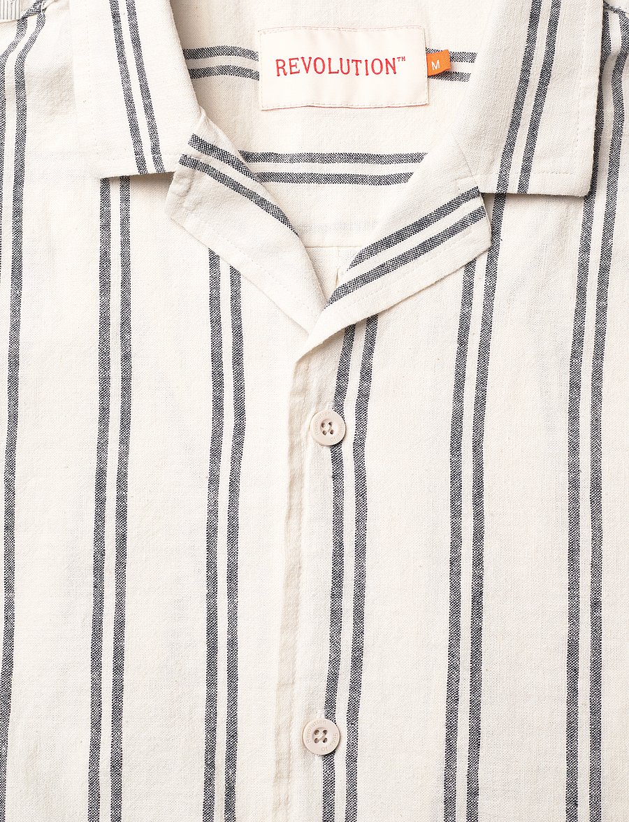 Revolution - Short-sleeved Cuban Shirt - pellavakauluspaidat - navy - 2