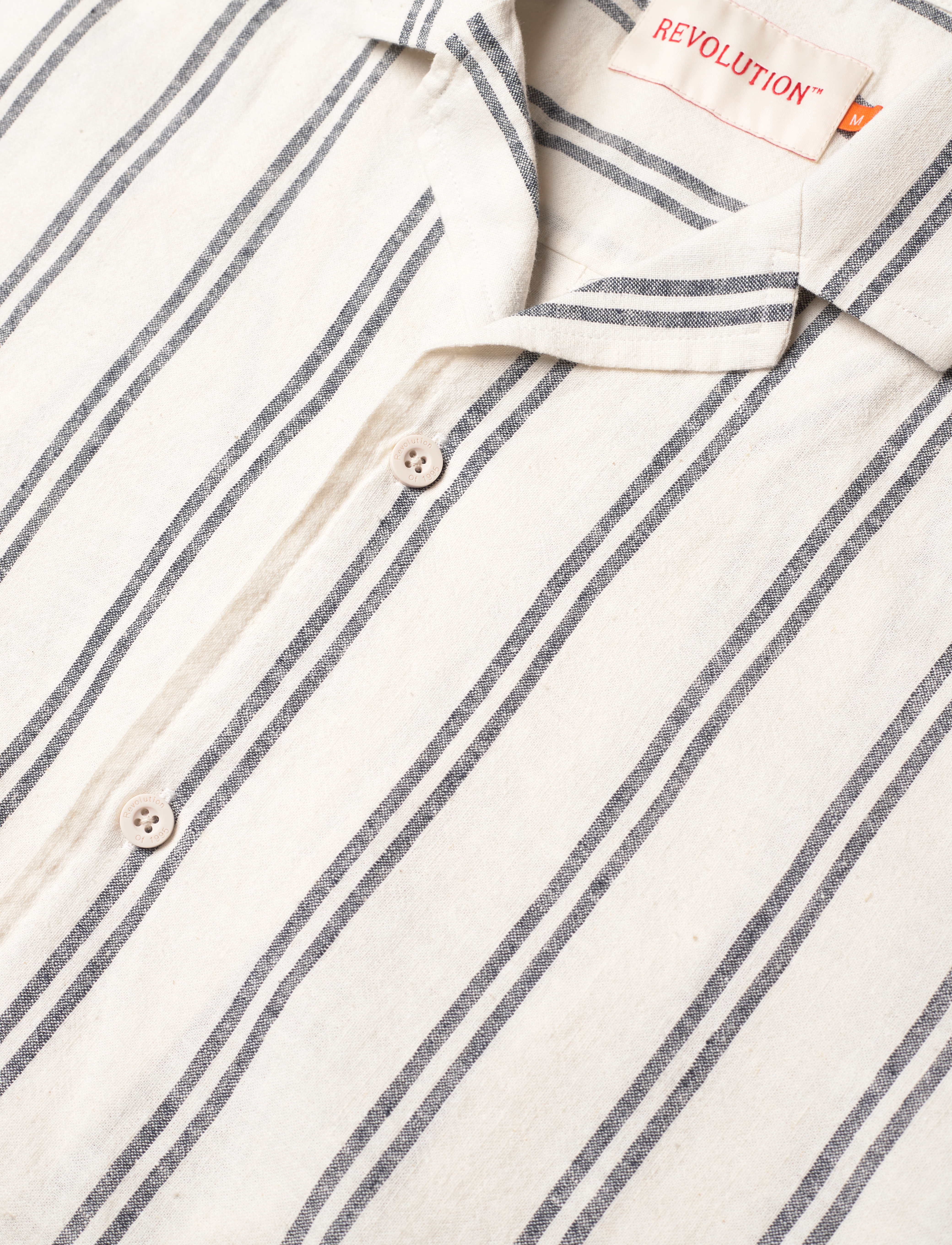 Revolution - Short-sleeved Cuban Shirt - pellavakauluspaidat - navy - 3