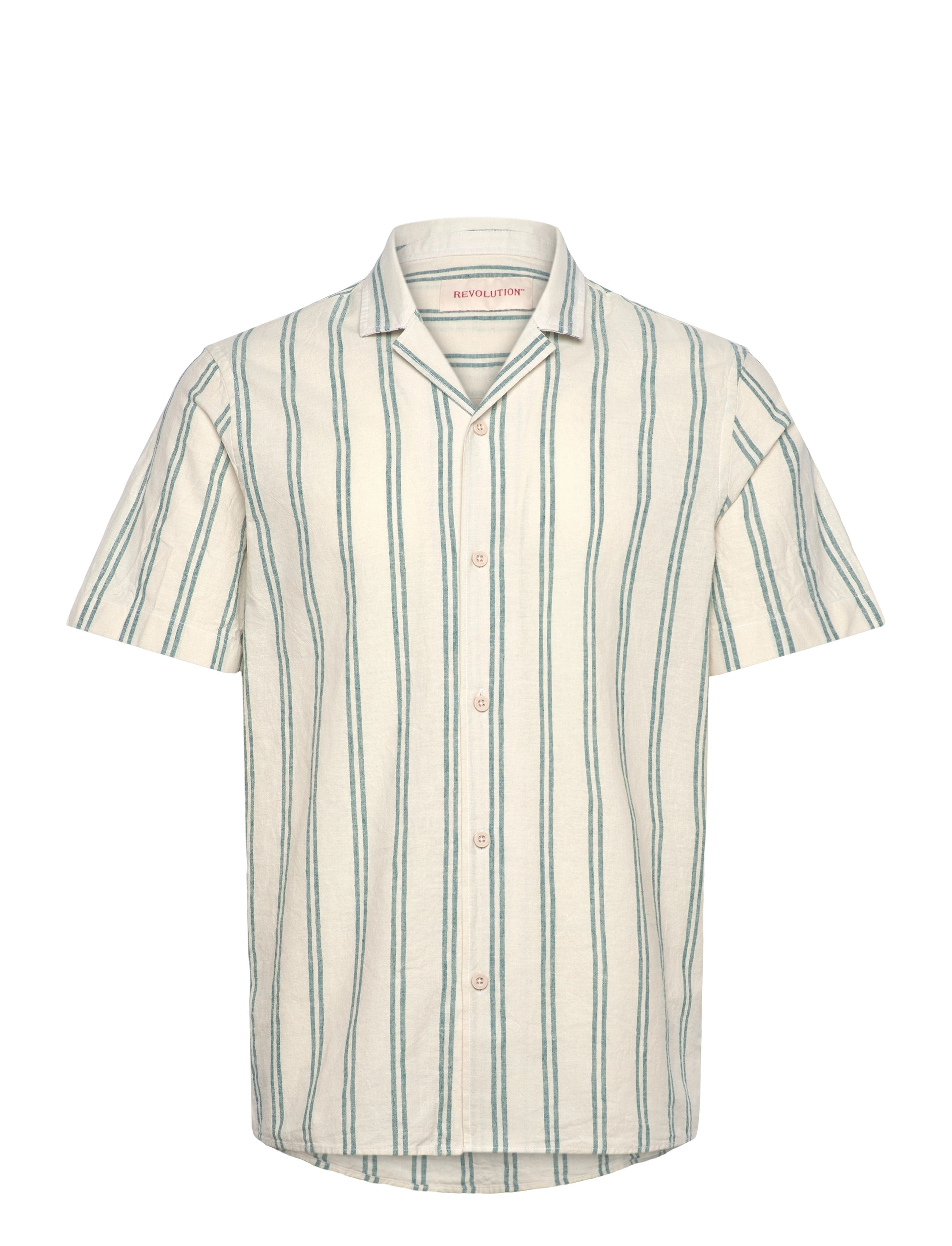 Revolution Short-Sleeved Cuban Shirt, XL, Shirts, Beige - Short-sleeved, Männerswear