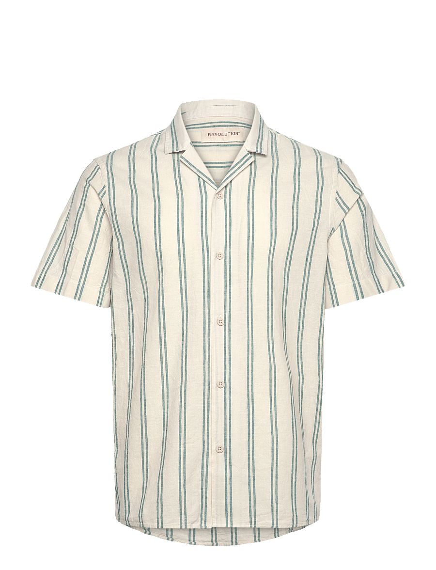 Revolution - Short-sleeved Cuban Shirt - chemises de lin - petrol - 0
