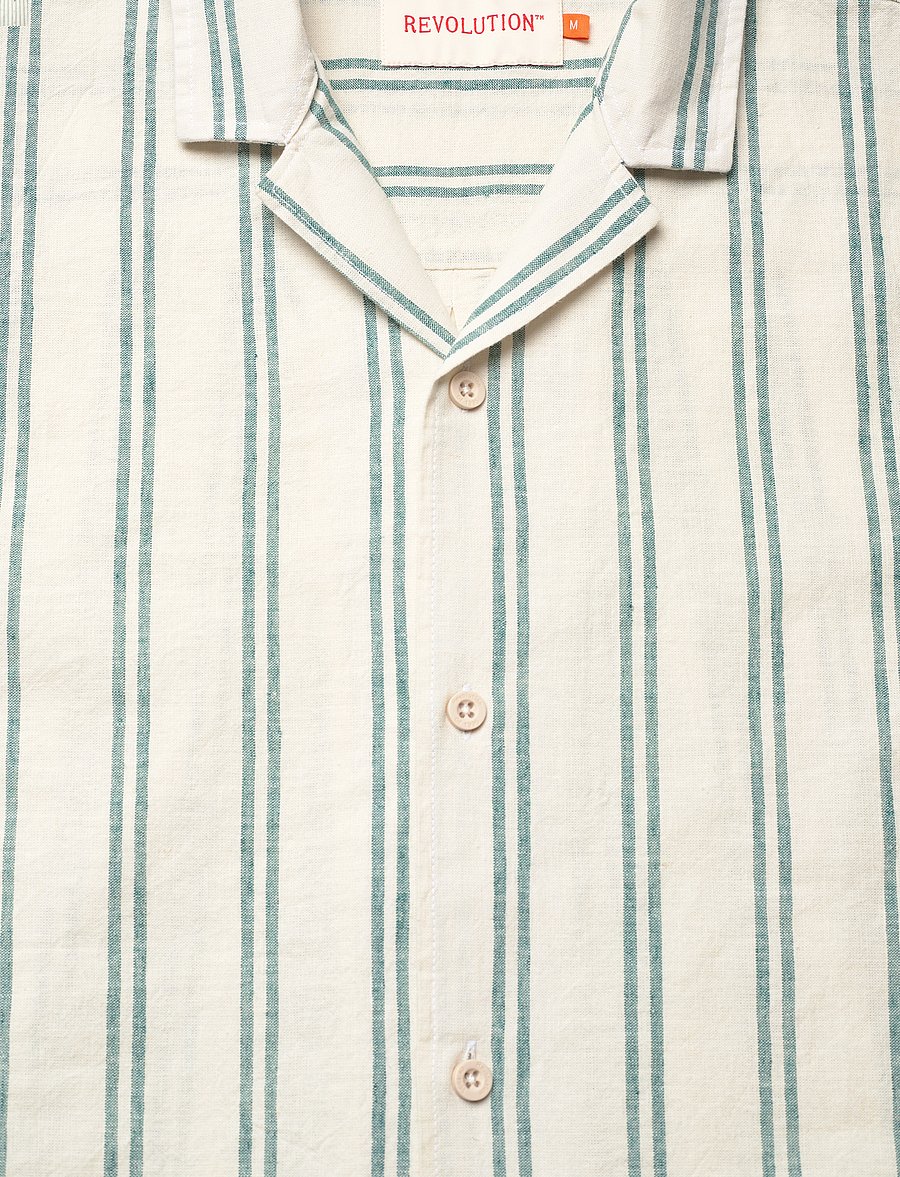Revolution - Short-sleeved Cuban Shirt - chemises de lin - petrol - 2