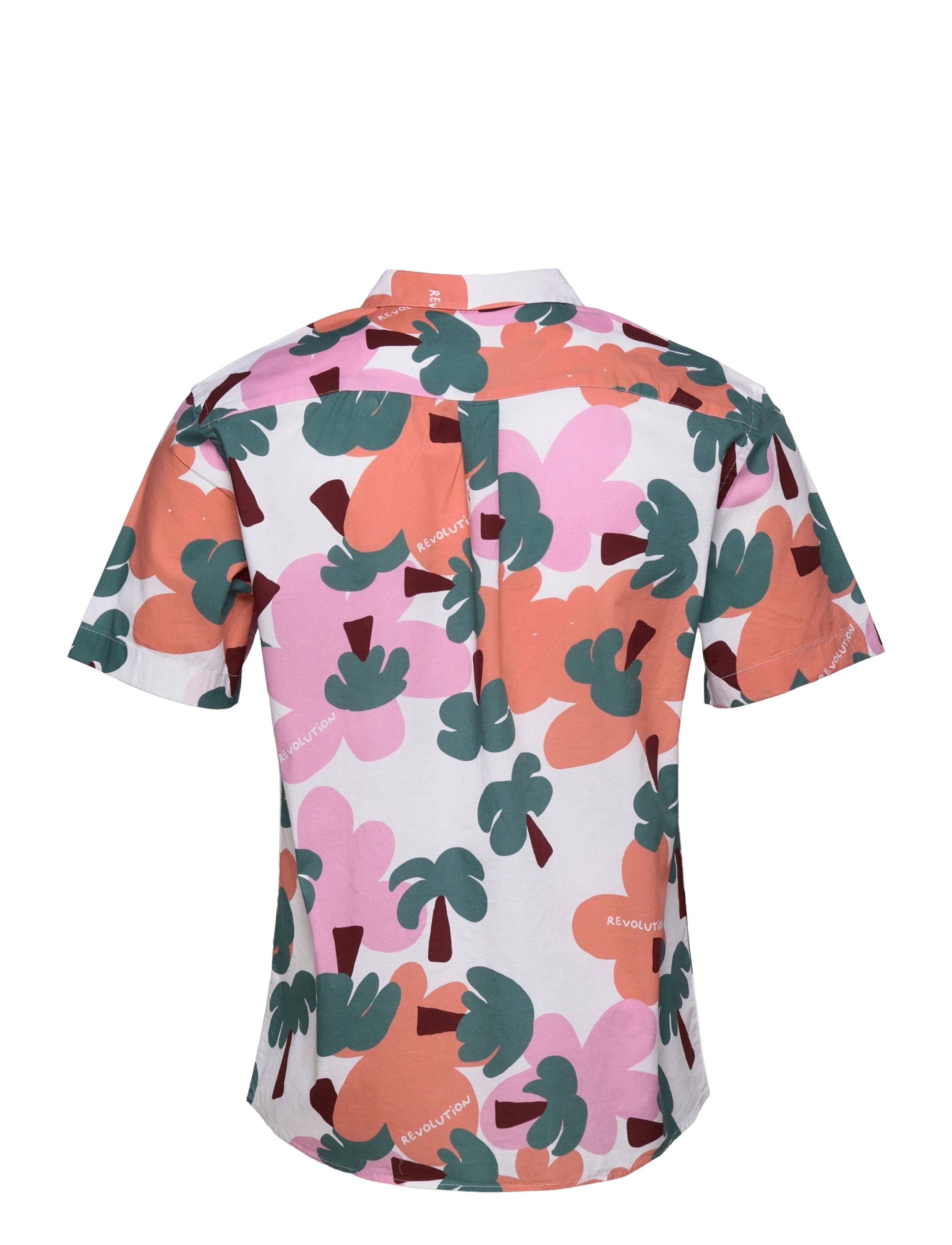 Revolution - Short-sleeved allover printed cuban collar shirt - pink - 1