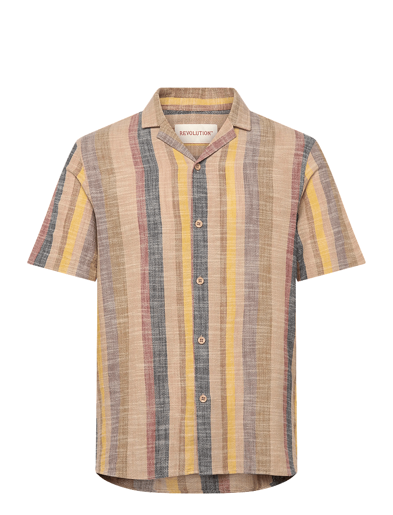 Revolution - Short-sleeved Cuban Shirt - marškiniai trumpomis rankovėmis - brown - 0
