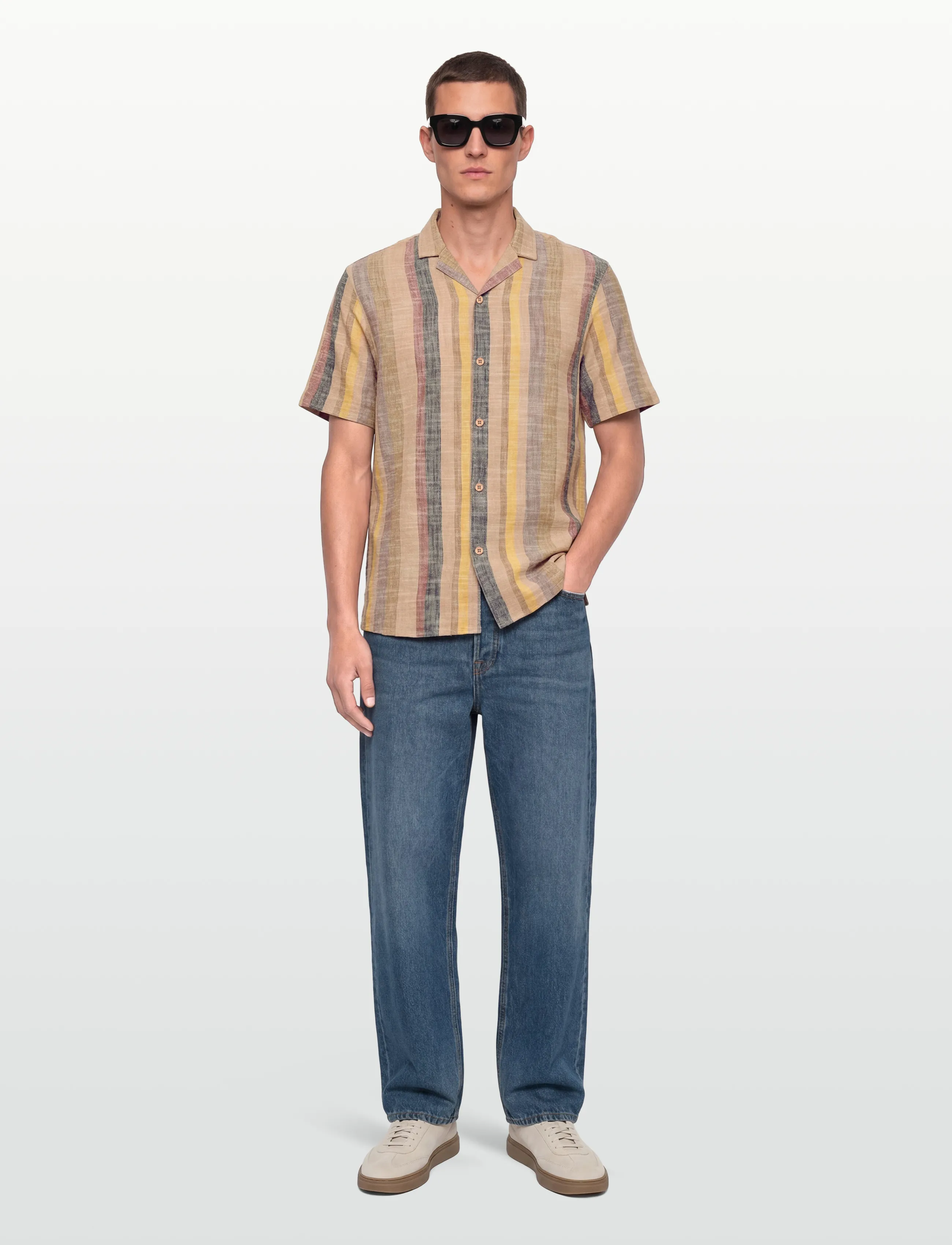 Revolution Short-sleeved Cuban Shirt - Hemden - BROWN / multi