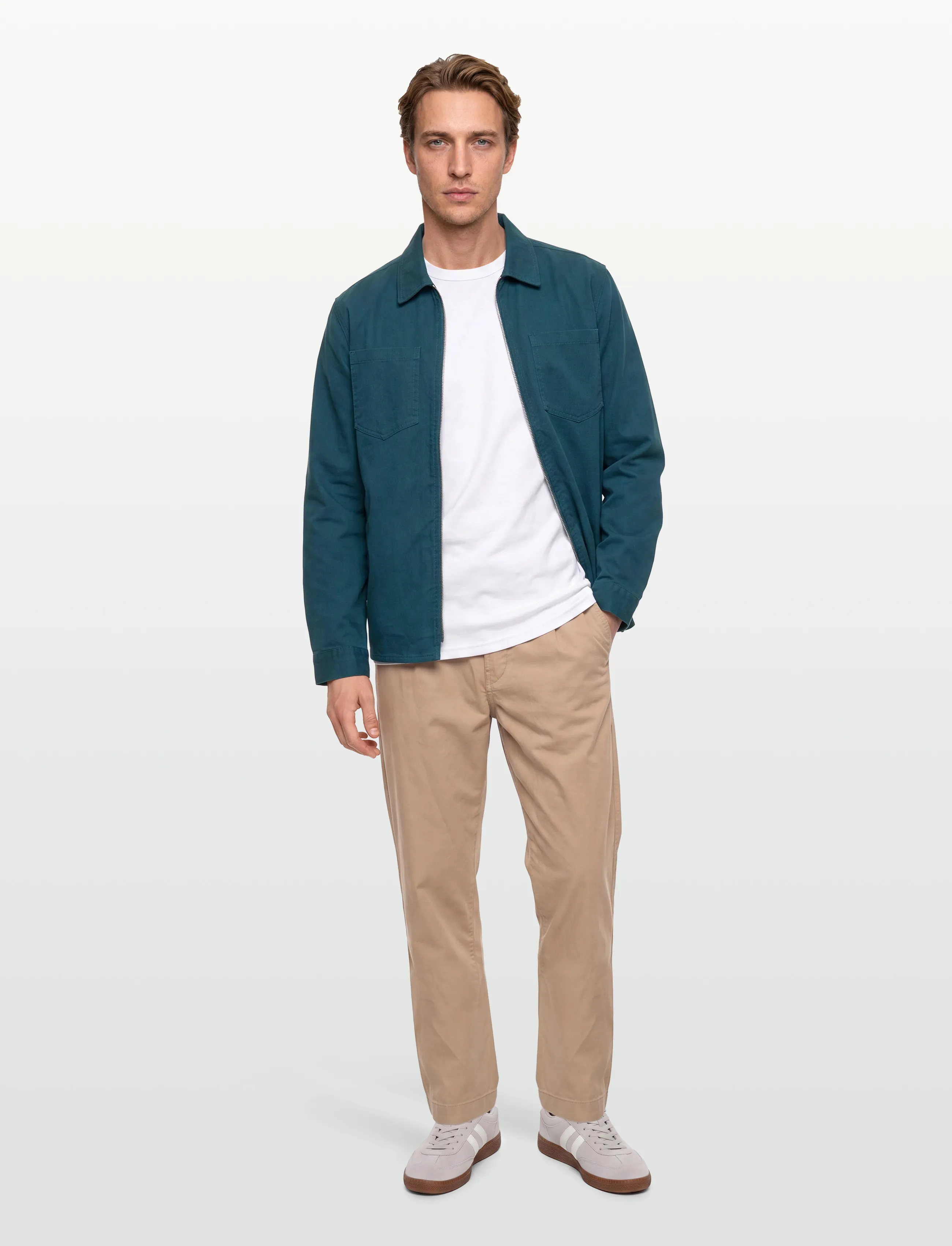 Revolution Overshirt W. Zipper, XL, Oberteile, Grün - Overshirts, Männerswear