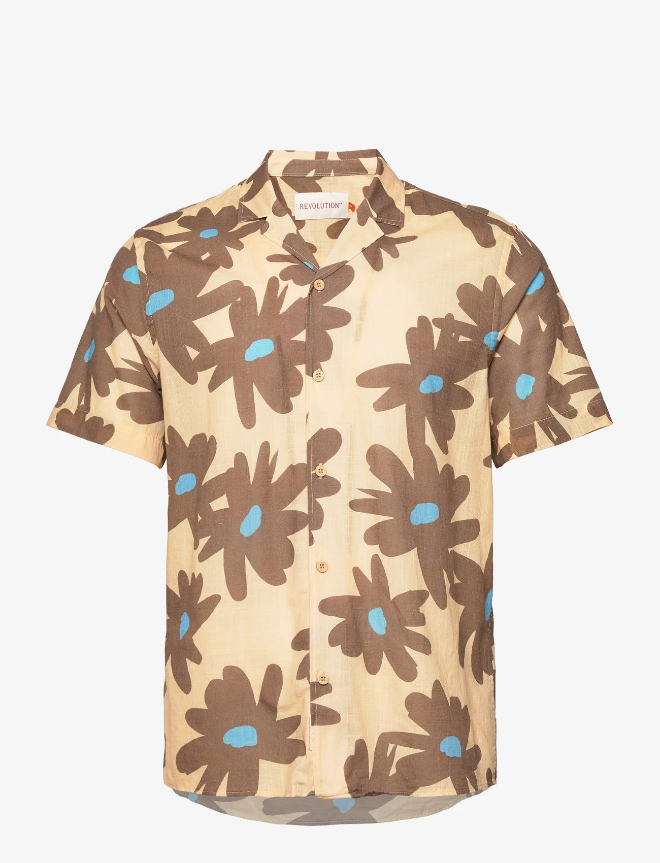 Revolution - Short sleeved Cuban Shirt - kortermede t-skjorter - lightyello - 0