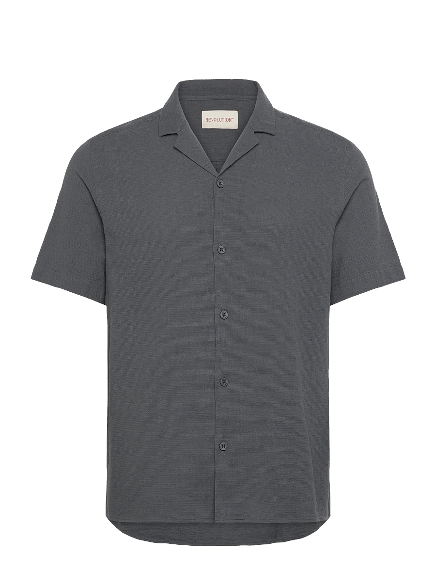 Revolution - Short-sleeved Cuban Shirt - kurzarmhemden - darkgrey - 1