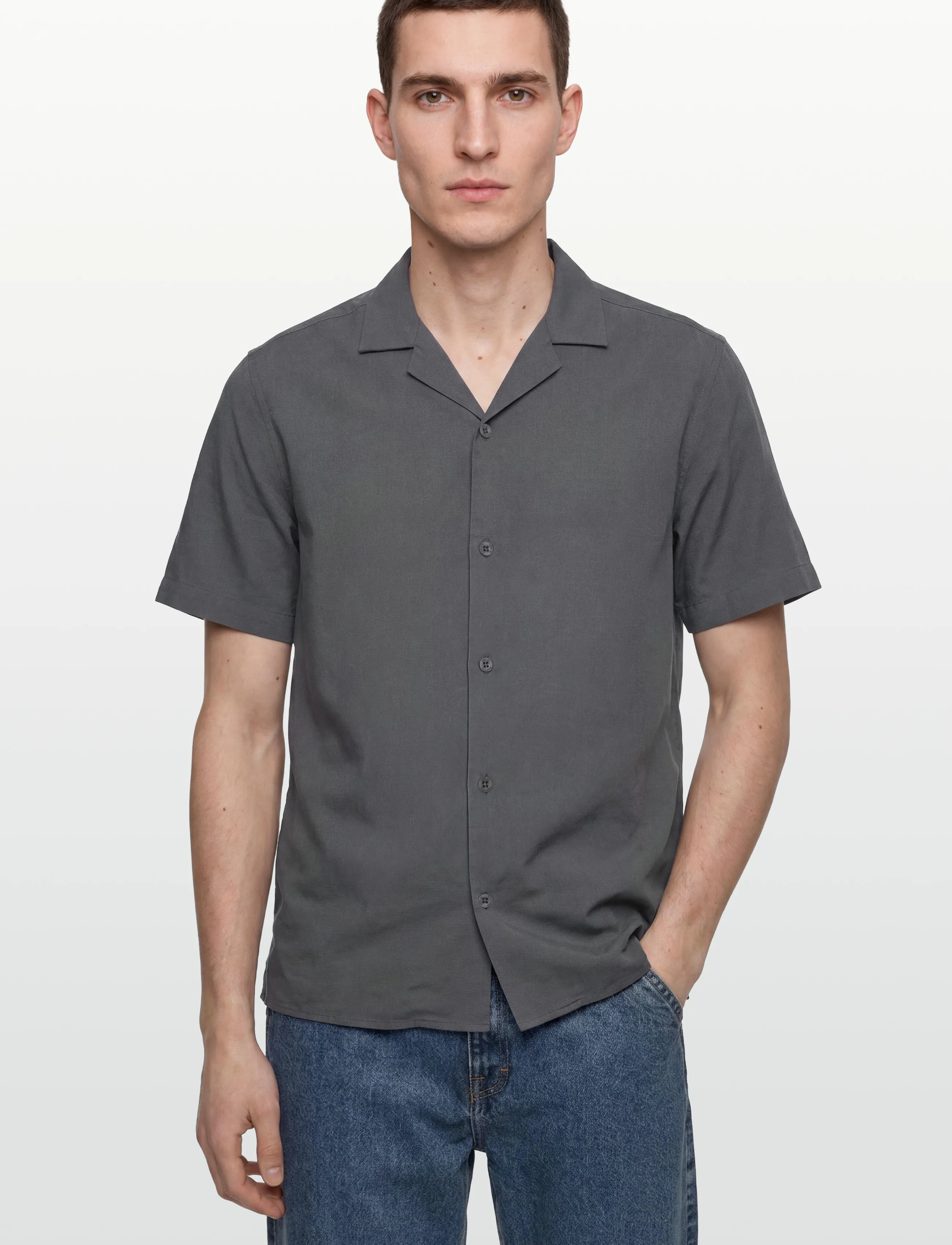 Revolution - Short-sleeved Cuban Shirt - kurzarmhemden - darkgrey - 3