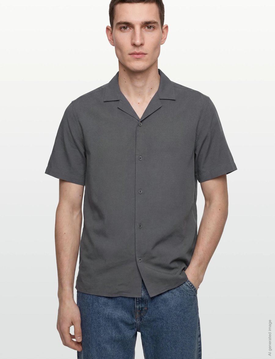 Revolution - Short-sleeved Cuban Shirt - kurzarmhemden - darkgrey - 3