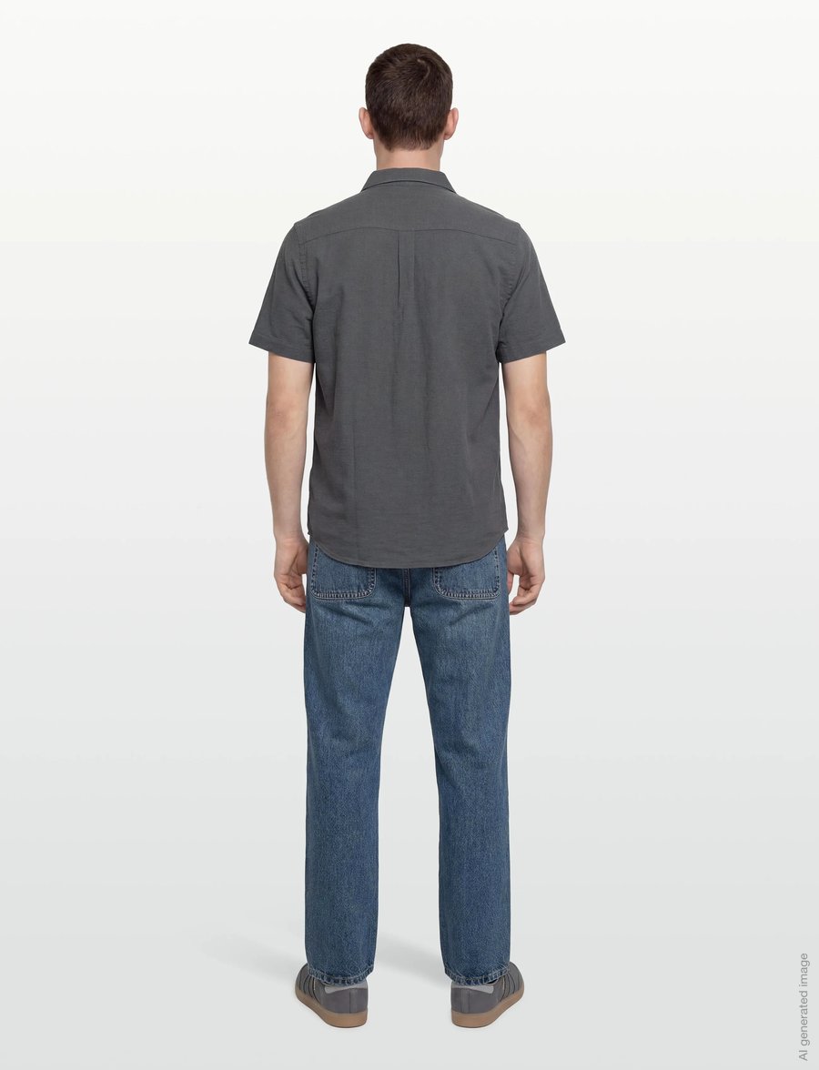 Revolution - Short-sleeved Cuban Shirt - kurzarmhemden - darkgrey - 4