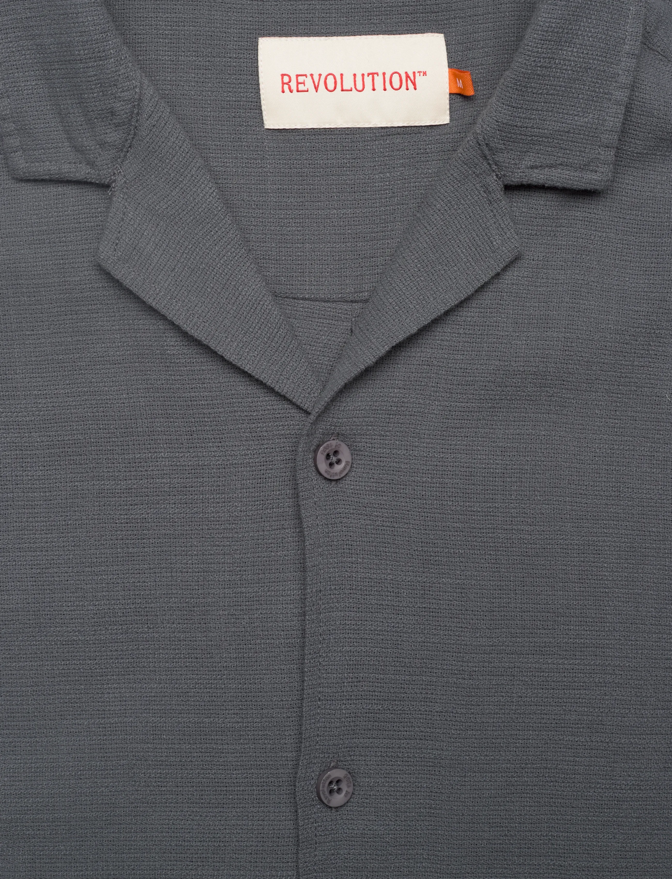 Revolution - Short-sleeved Cuban Shirt - lühikeste varrukatega särgid - darkgrey - 5