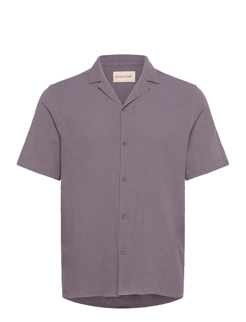 Revolution - Short-sleeved Cuban Shirt - kurzarmhemden - darkpurple - 1