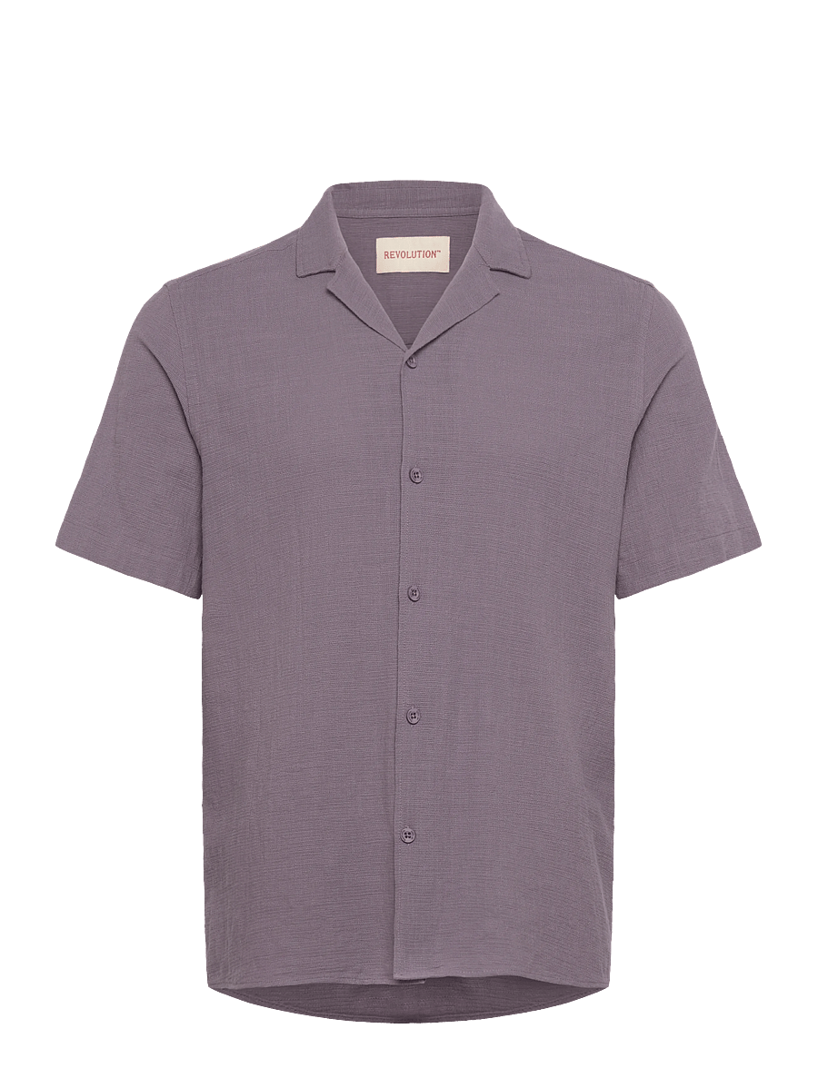 Revolution - Short-sleeved Cuban Shirt - kurzarmhemden - darkpurple - 1