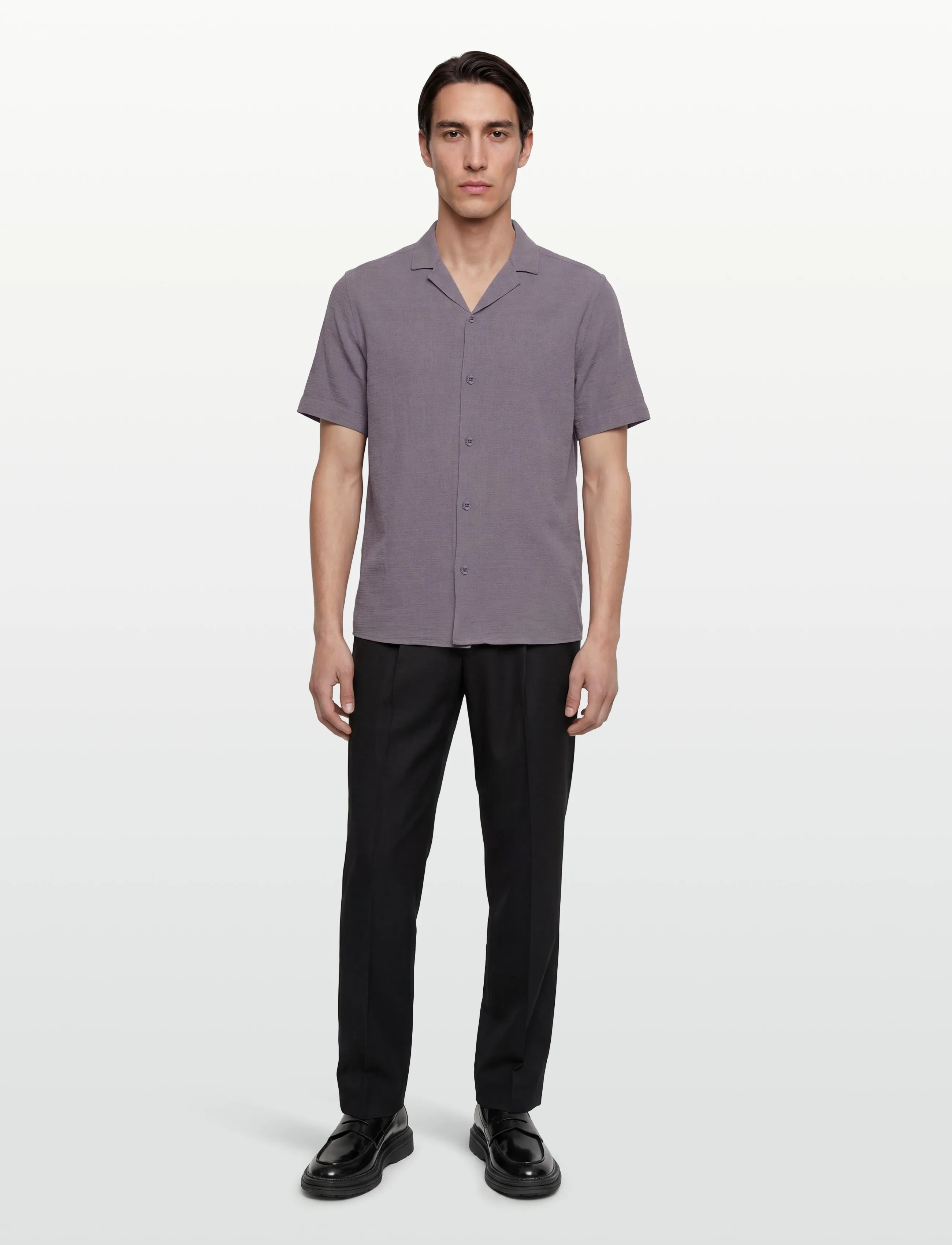 Revolution Short-Sleeved Cuban Shirt, M, Shirts, Lila - Short-sleeved, Männerswear
