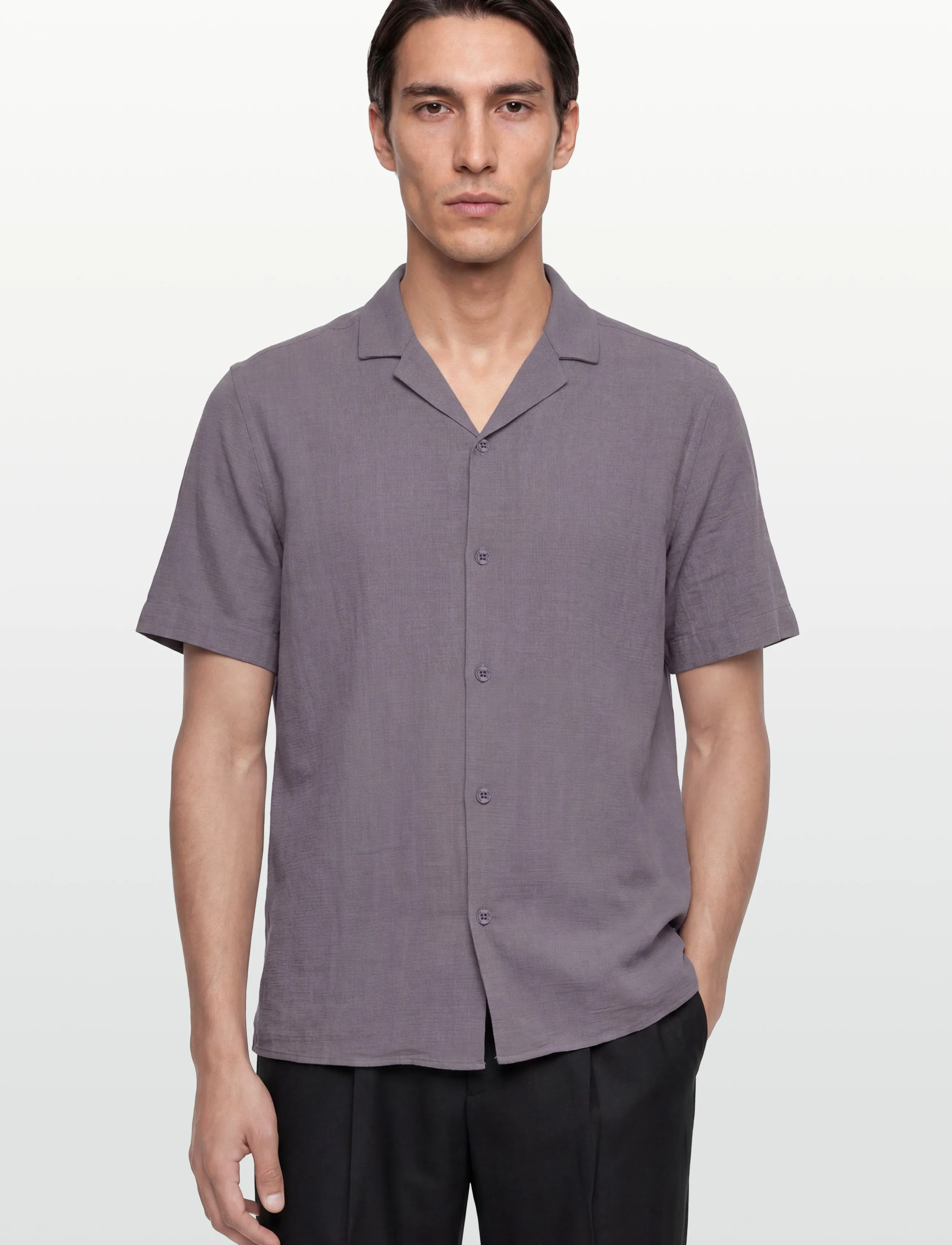 Revolution - Short-sleeved Cuban Shirt - kurzarmhemden - darkpurple - 3