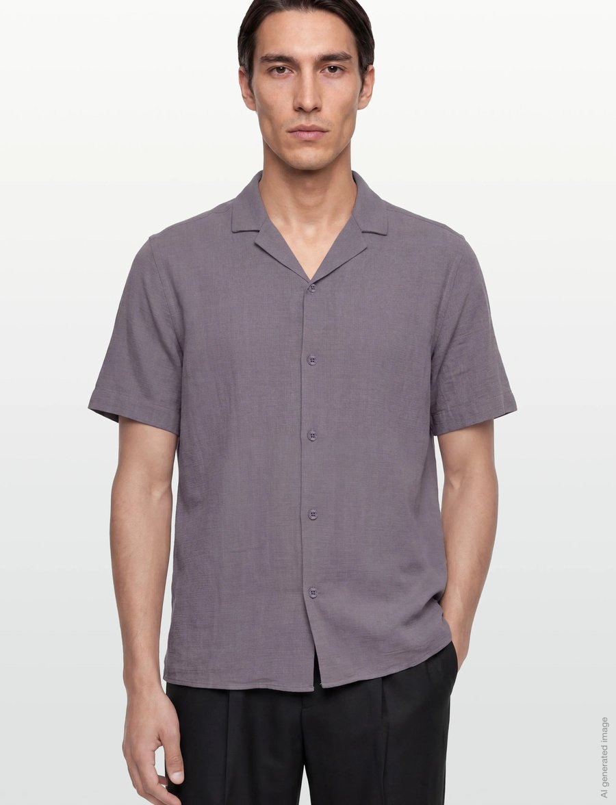Revolution - Short-sleeved Cuban Shirt - kurzarmhemden - darkpurple - 3