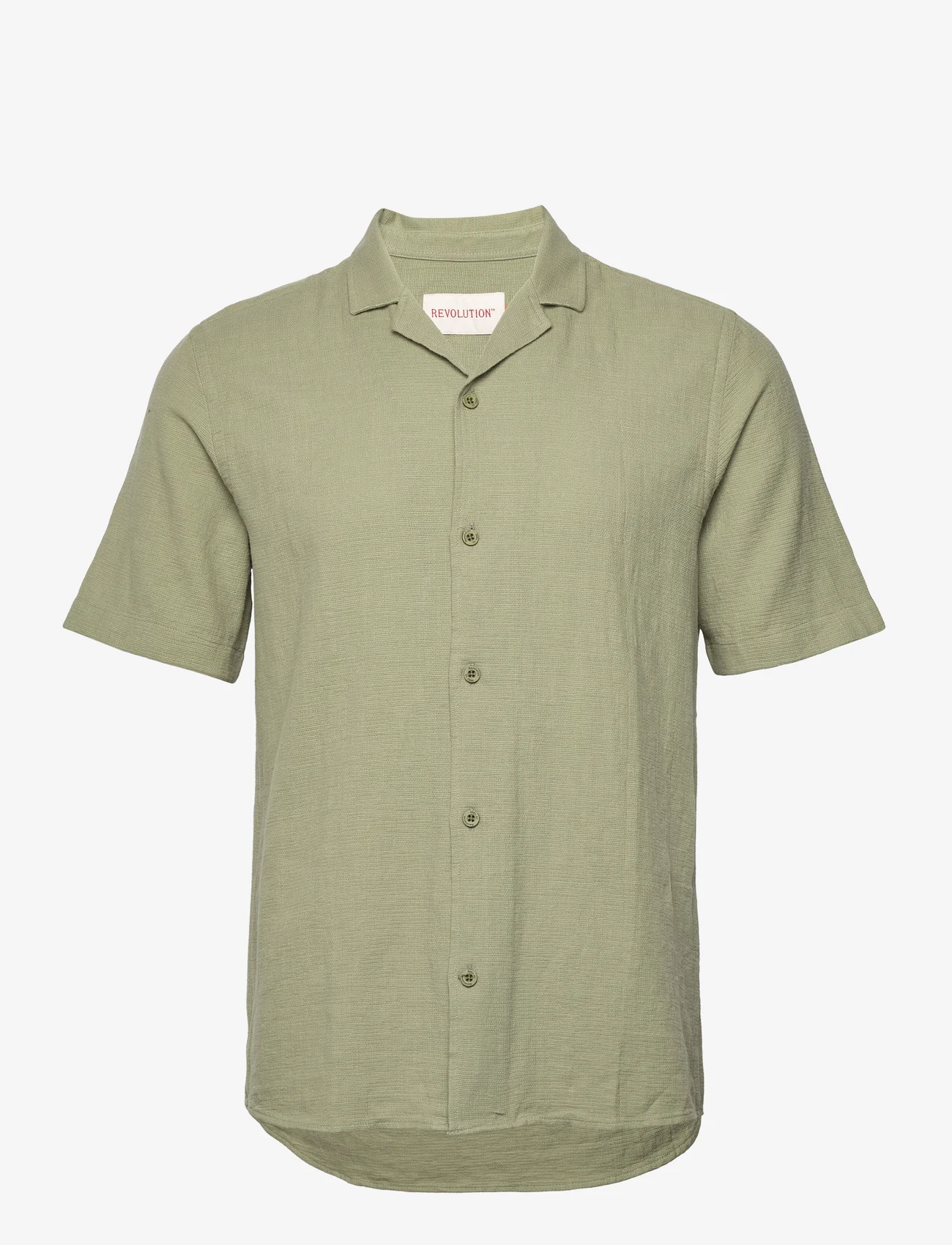 Revolution - Short-sleeved Cuban Shirt - kortärmade t-shirts - lightgreen - 0