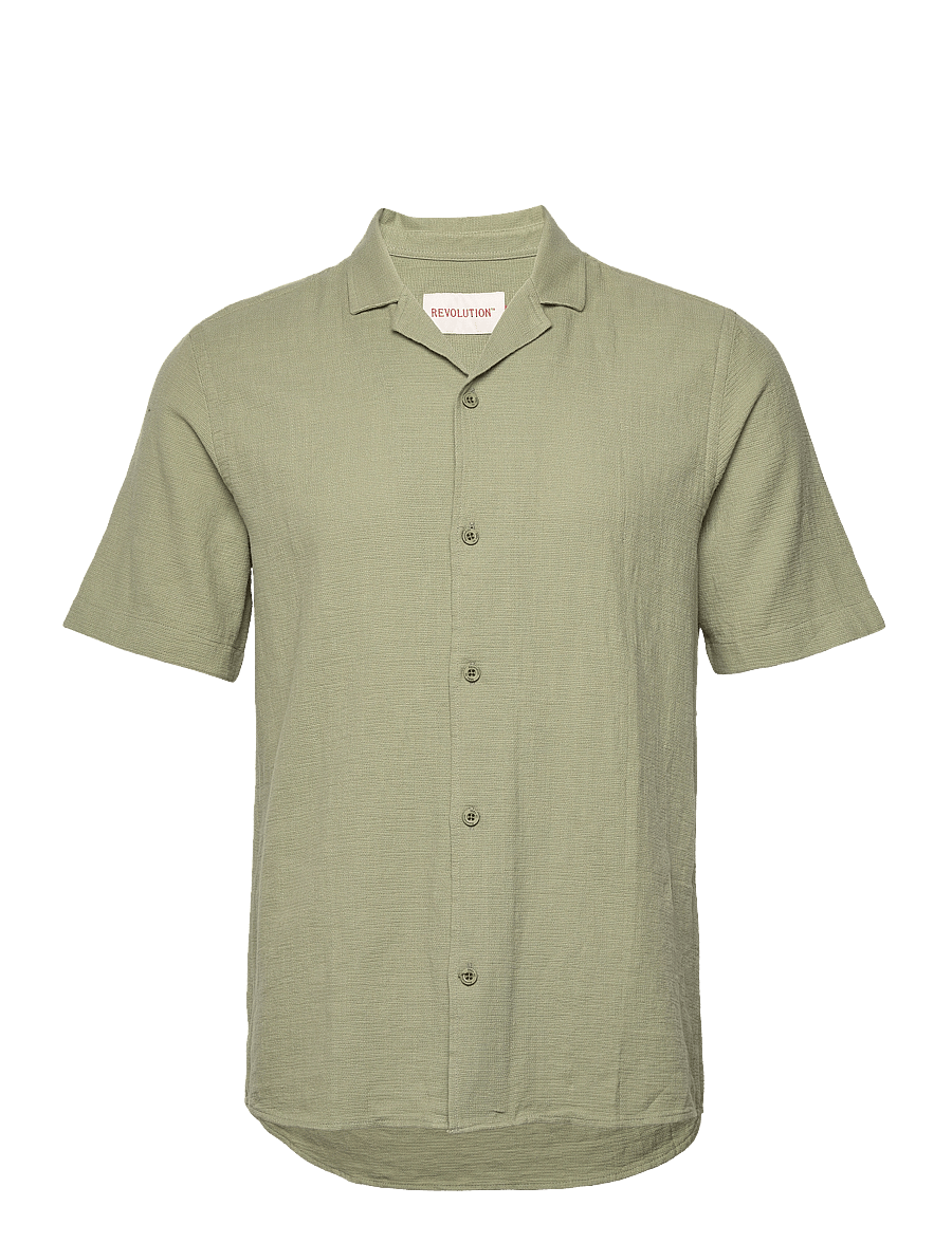 Revolution - Short-sleeved Cuban Shirt - kortermede skjorter - lightgreen - 0