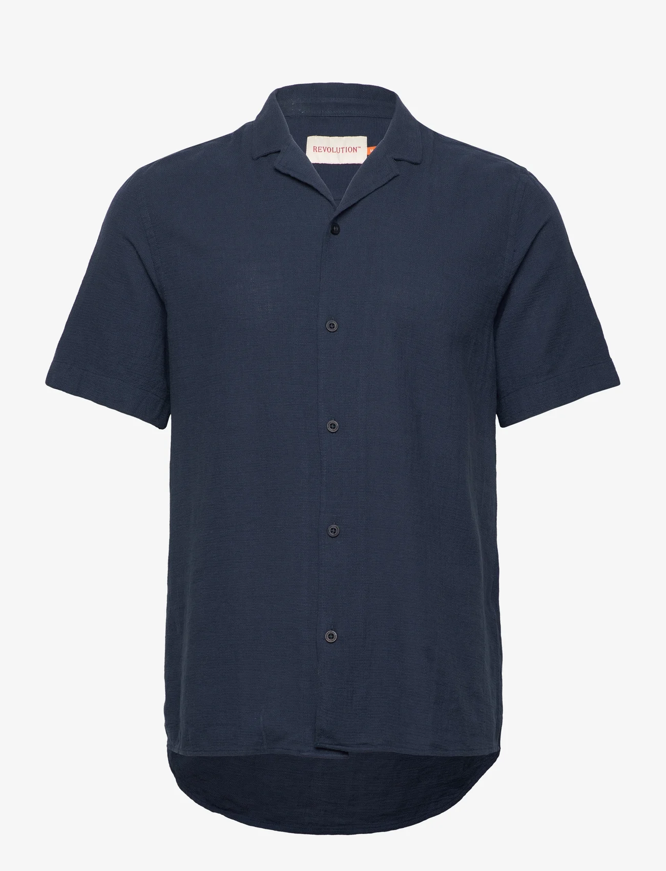Revolution - Short-sleeved Cuban Shirt - kortermede t-skjorter - navy - 0