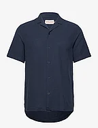 Short-sleeved Cuban Shirt - NAVY