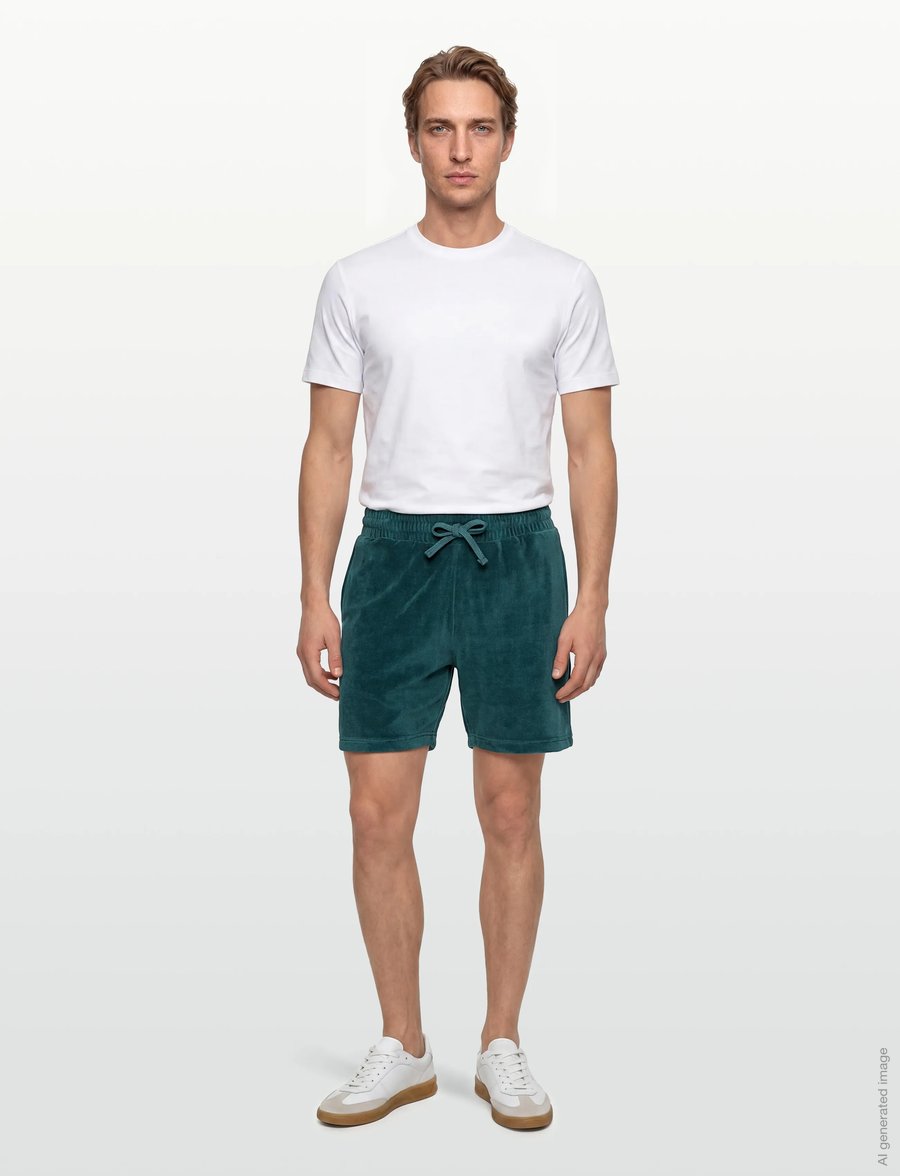Revolution - Velour Shorts - sweatshorts - darkpetrol - 0