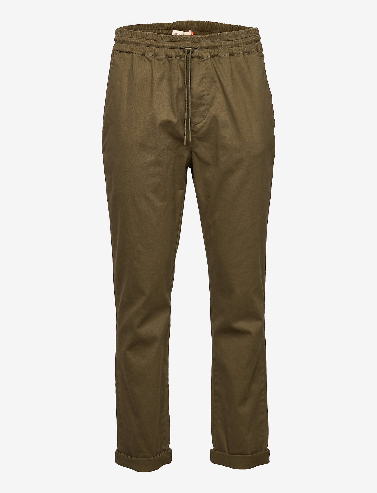 Revolution - Loose trousers with vintage wash and elastic waist - casual trousers - army - 0