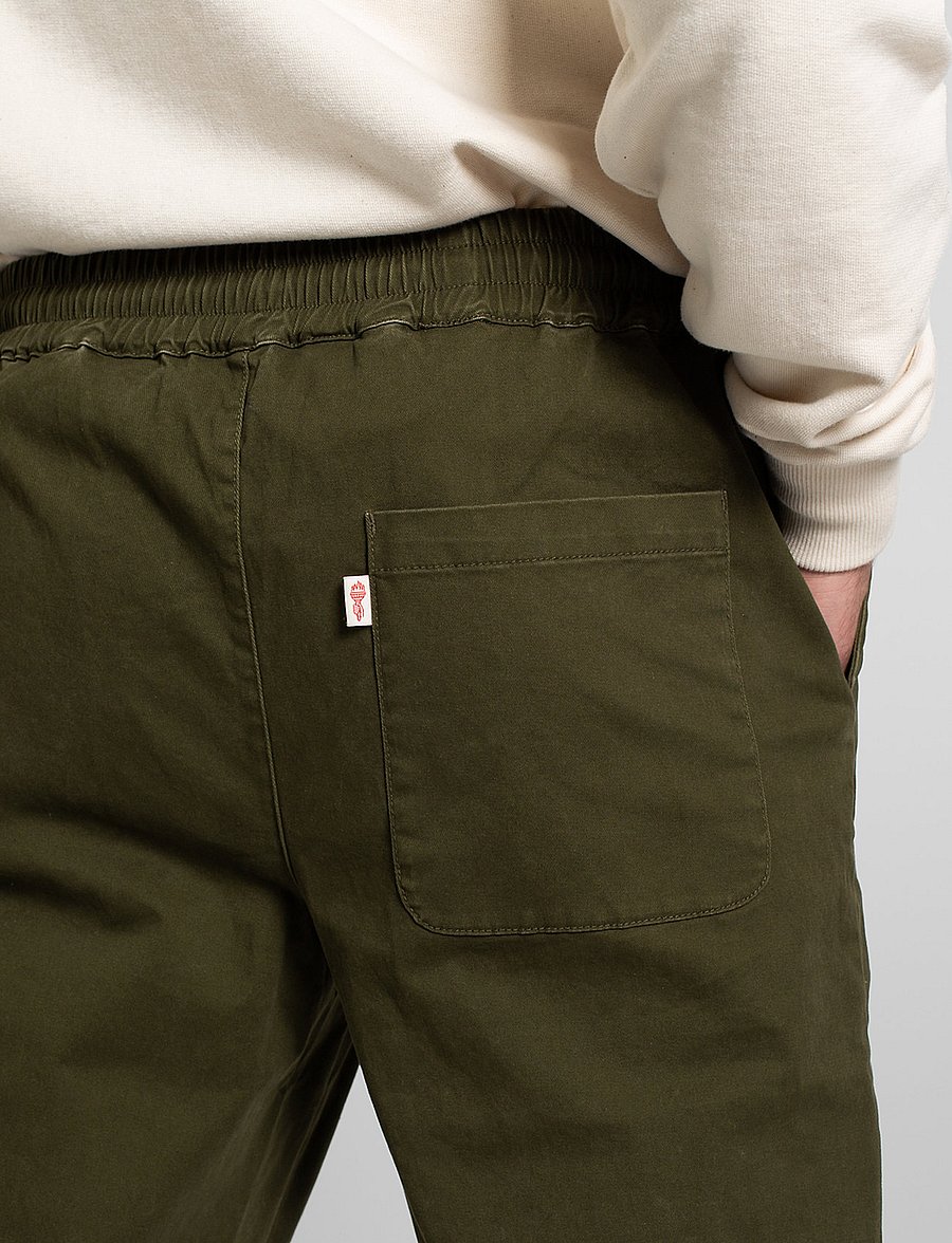 Revolution - Loose trousers with vintage wash and elastic waist - freizeithosen - army - 4