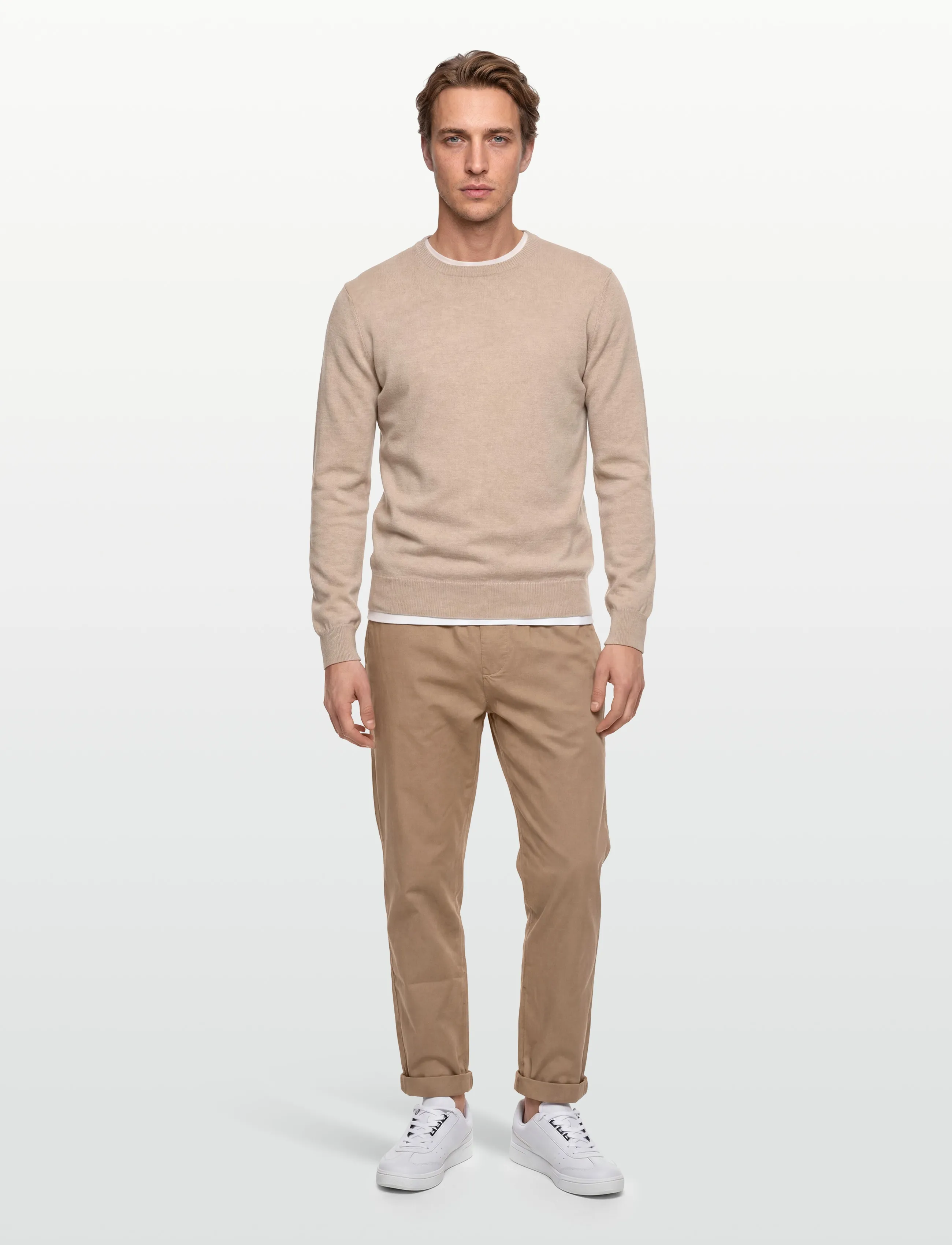Revolution Loose Trousers With Vintage Wash And Elastic Waist, XL, Trousers, Beige - Casual, Männerswear