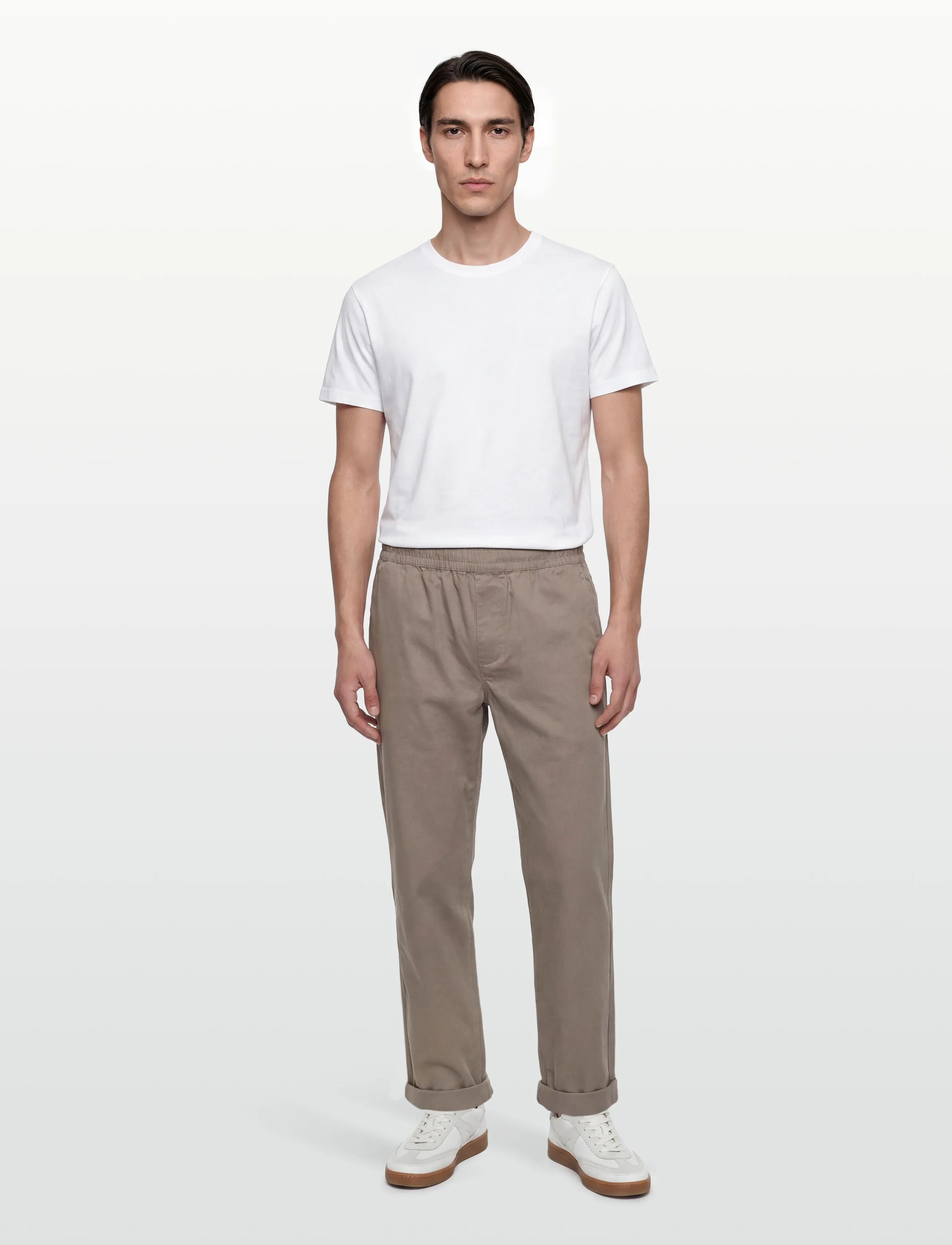 Revolution Loose Trousers With Vintage Wash And Elastic Waist, XXL, Trousers, Khakigrün - Casual, Männerswear