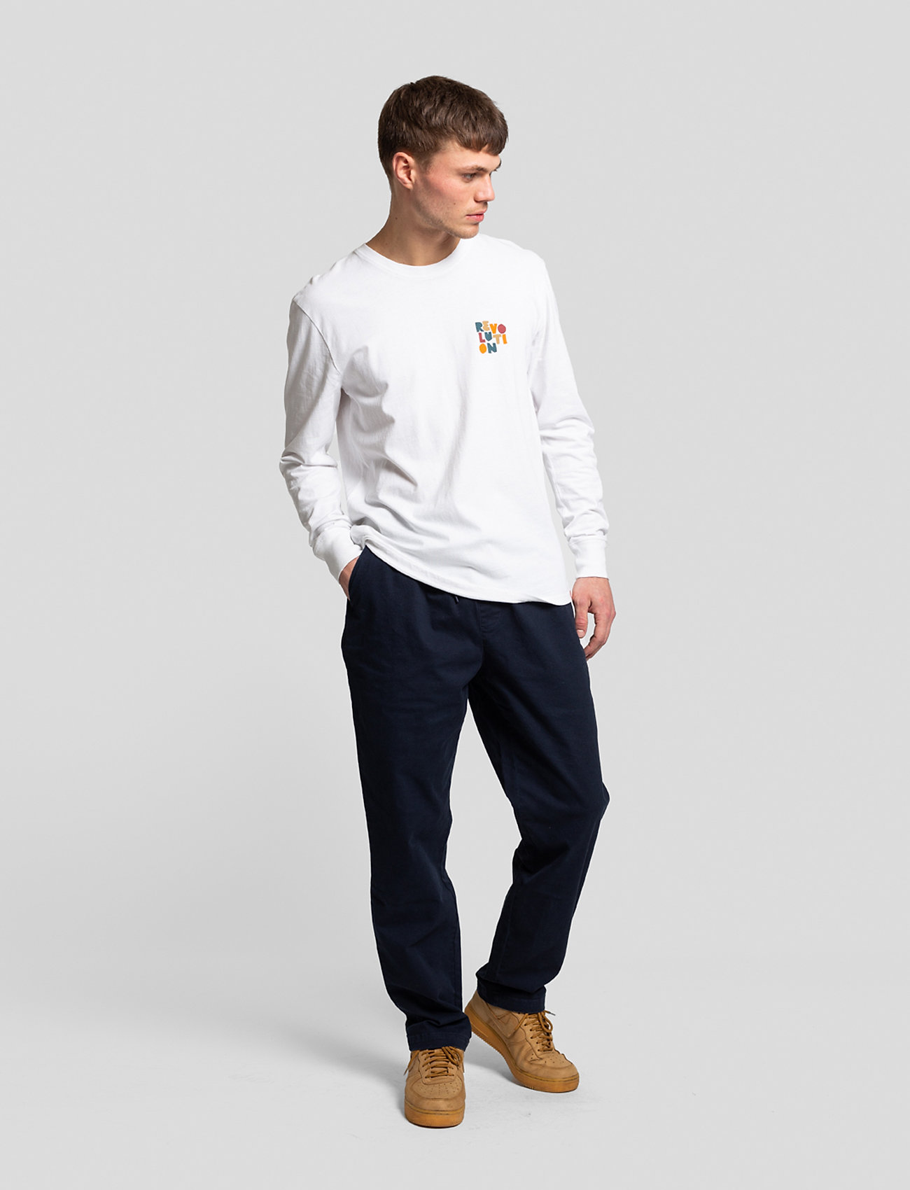 Revolution Loose Trousers With Vintage Wash And Elastic Waist, S, Trousers, Blau - Casual, Männerswear