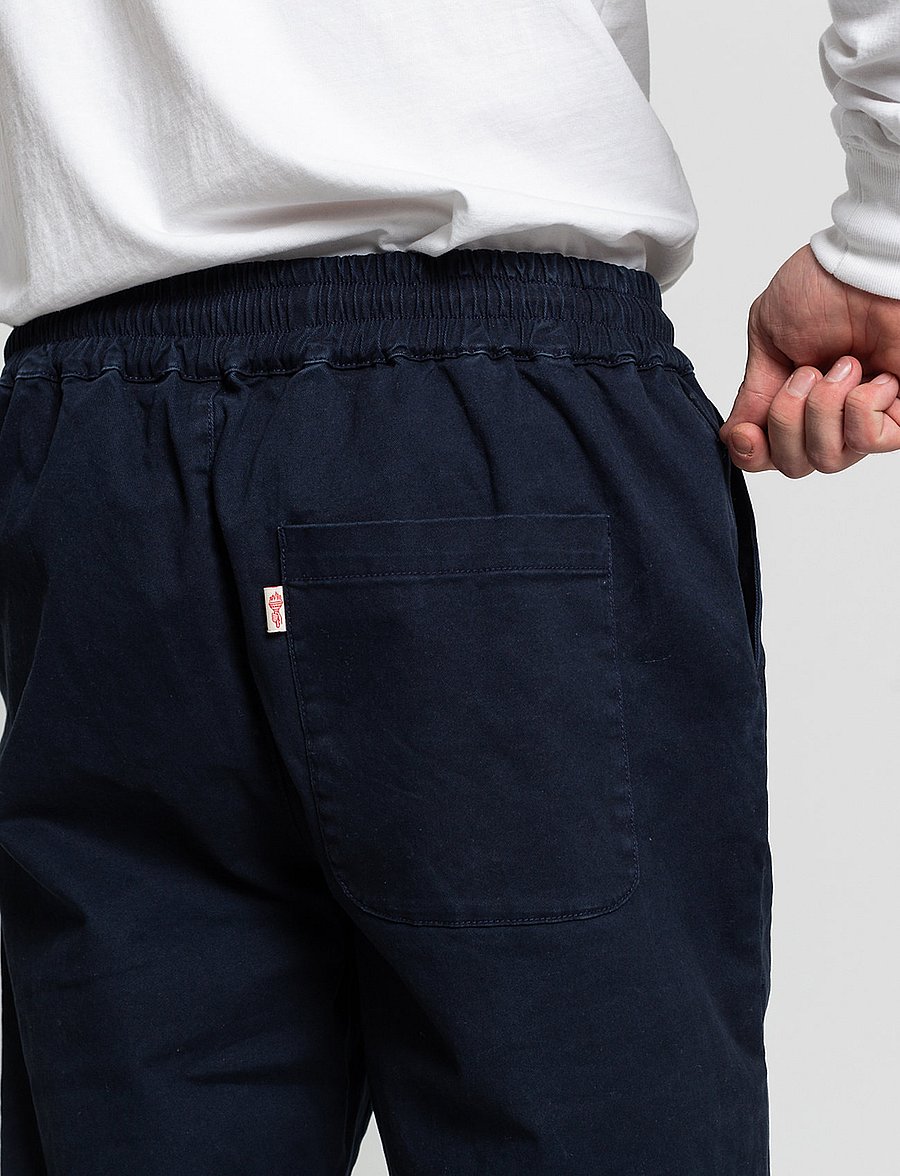 Revolution - Loose trousers with vintage wash and elastic waist - casual trousers - navy - 4