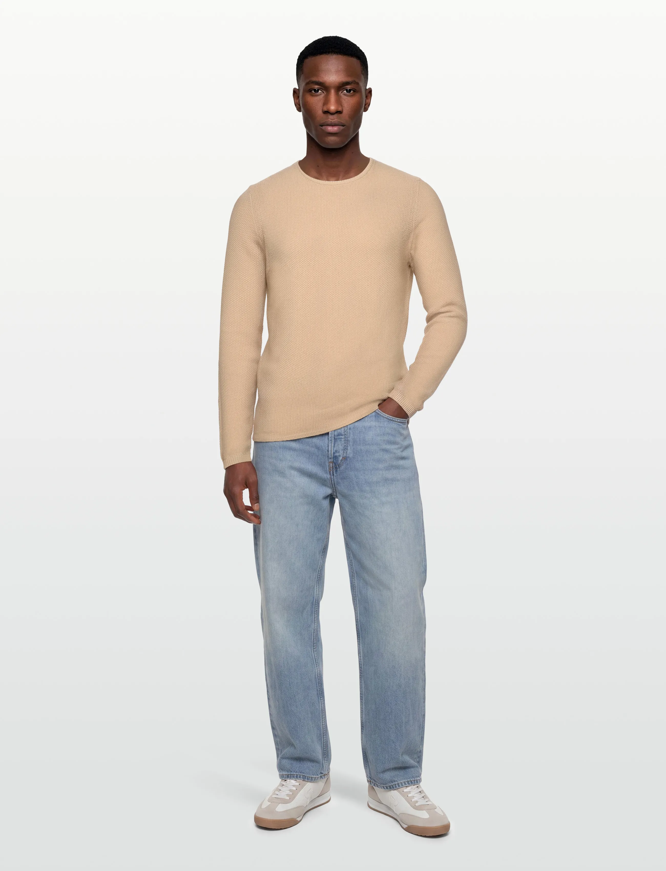Revolution Knit Sweater, M, Knitwear, Beige - Round Necks, Männerswear