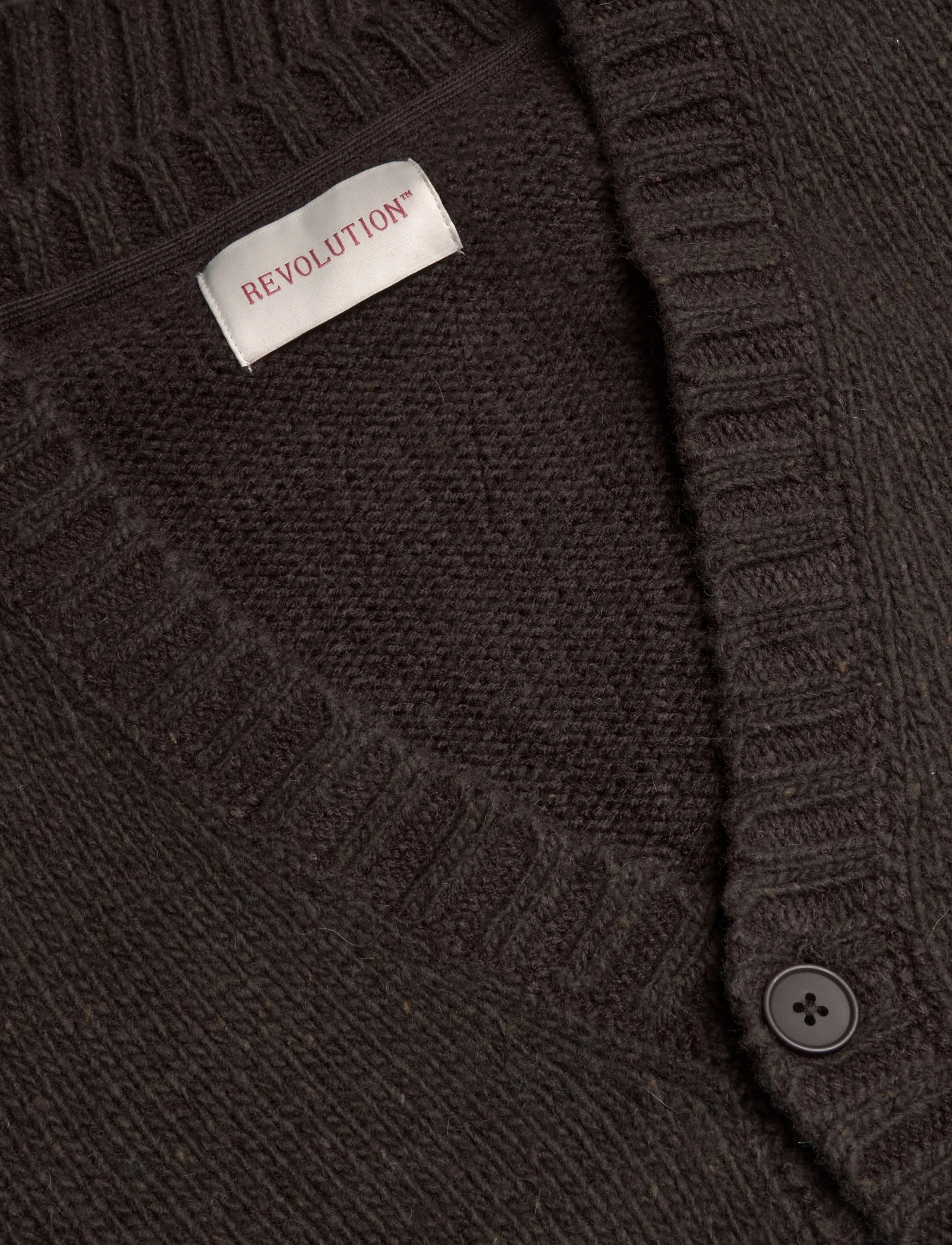 Revolution - Knit Cardigan - cardigans - darkbrown - 2