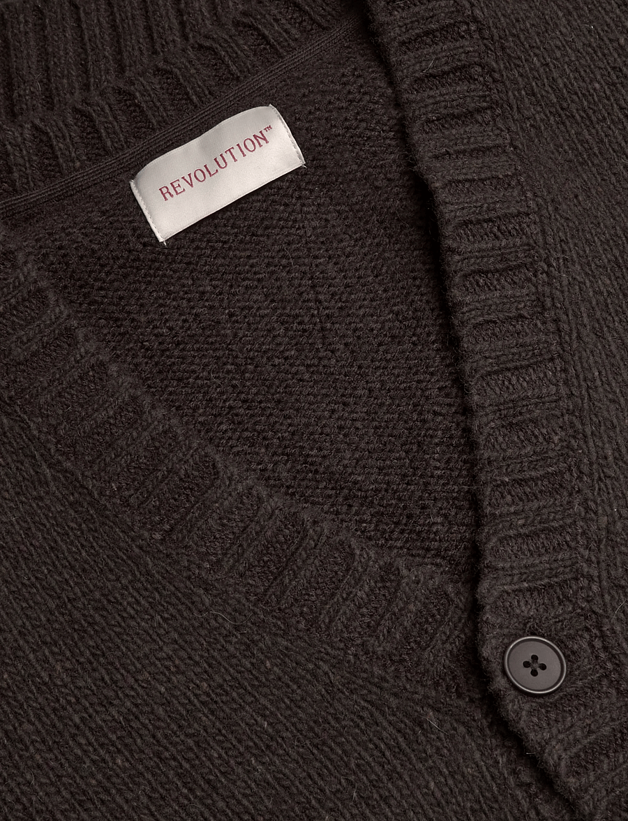 Revolution - Knit Cardigan - cardigans - darkbrown - 2