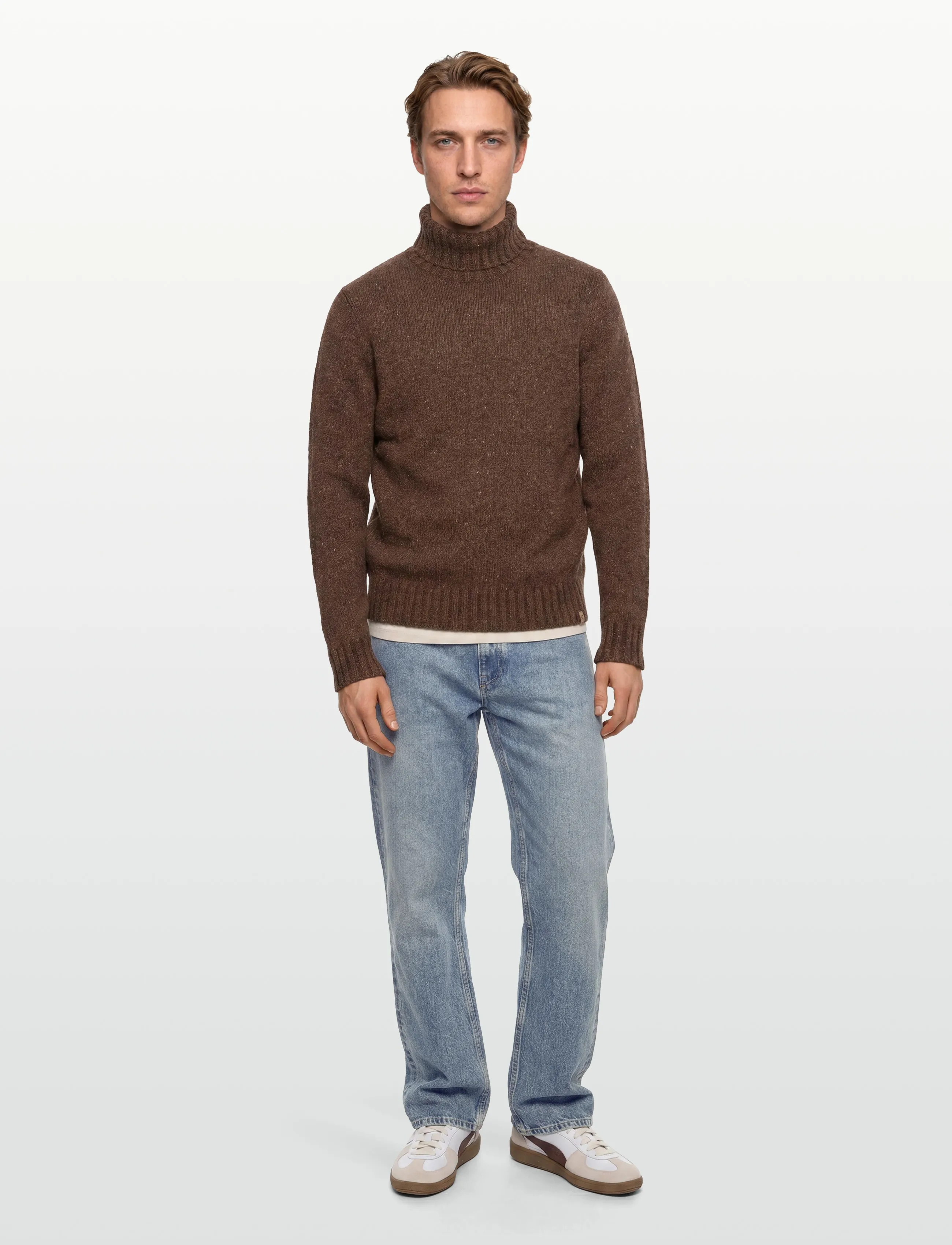Revolution - High-neck Sweater - rullekraver - brown - 0