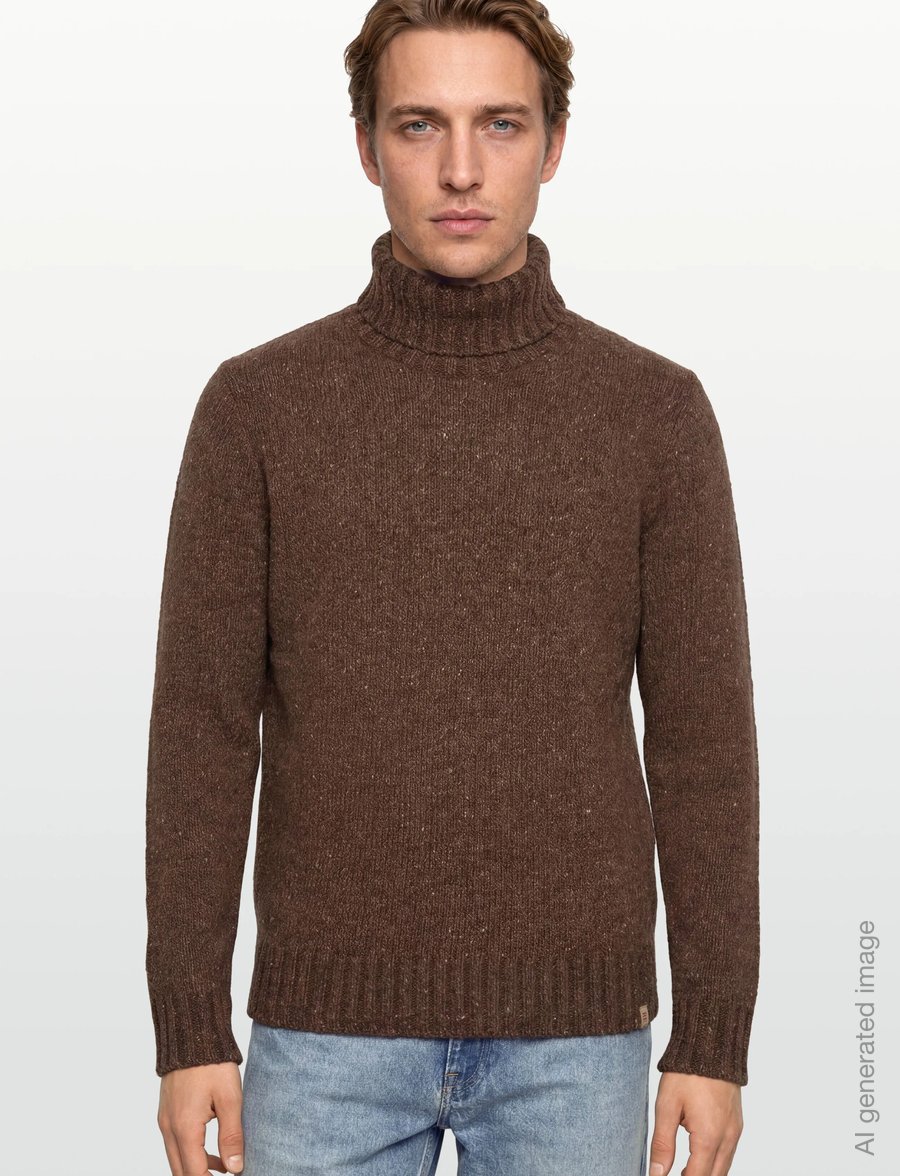 Revolution - High-neck Sweater - kõrge kaelusega - brown - 3