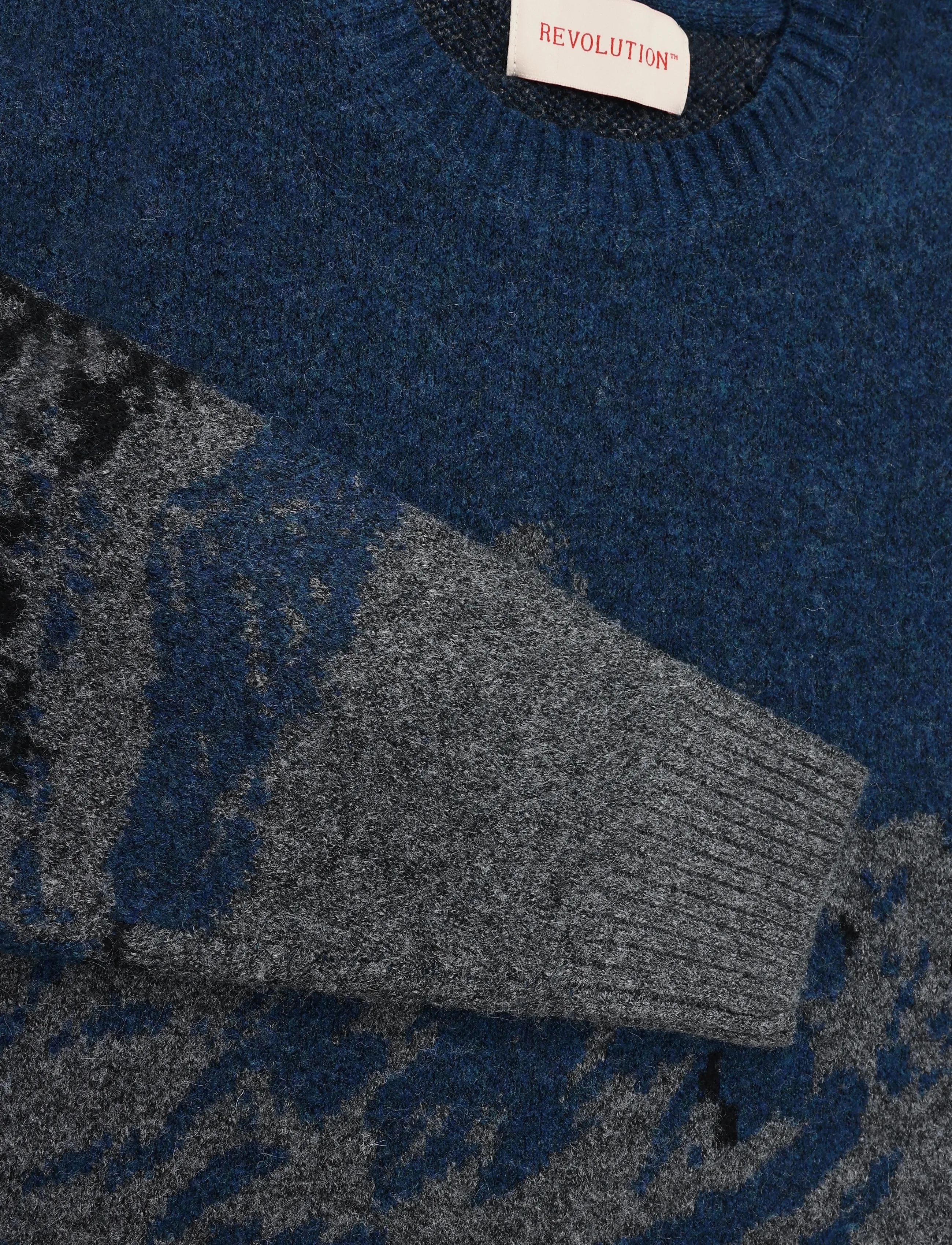 Revolution - Knit Sweater - rund hals - petrol - 2