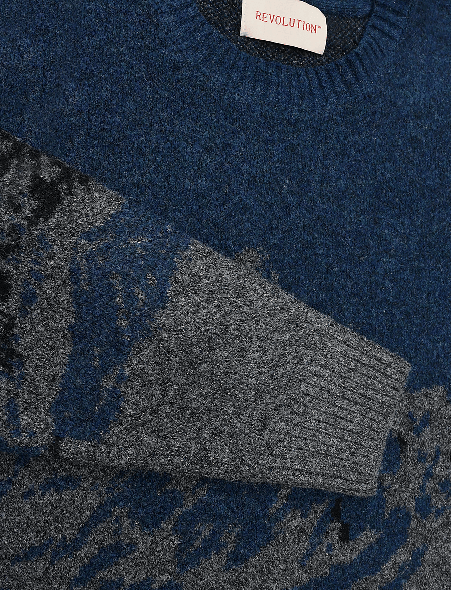 Revolution - Knit Sweater - rund hals - petrol - 2